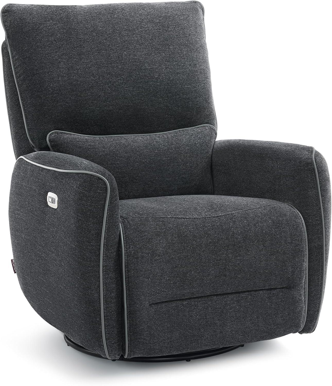 Swivel Glider Power Recliner Chair, Electric Rocker Recliner Chairs with USB Ports For Nursery, Fabric