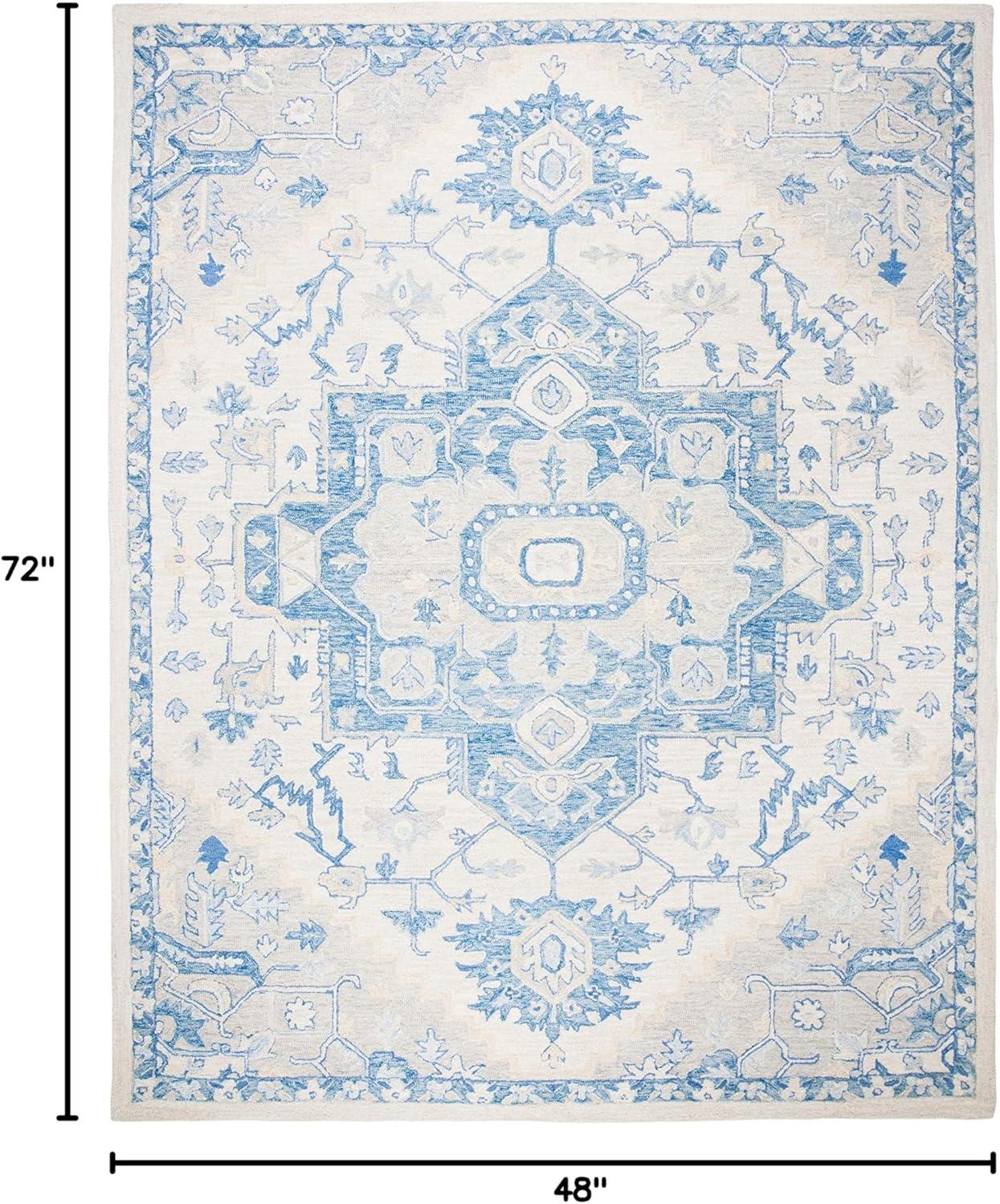 Micro-Loop MLP503 Hand Tufted Indoor Area Rug - Ivory/Blue - 4'x6'- Safavieh