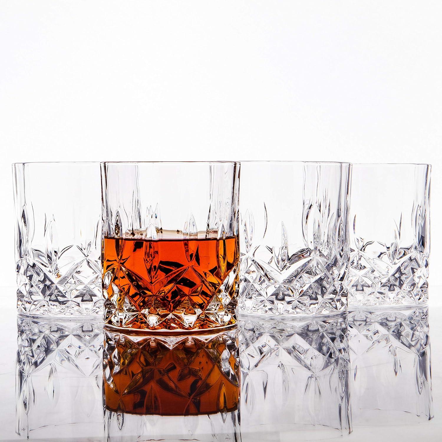 Crystal Cut Old Fashioned Whiskey Glasses (10oz)