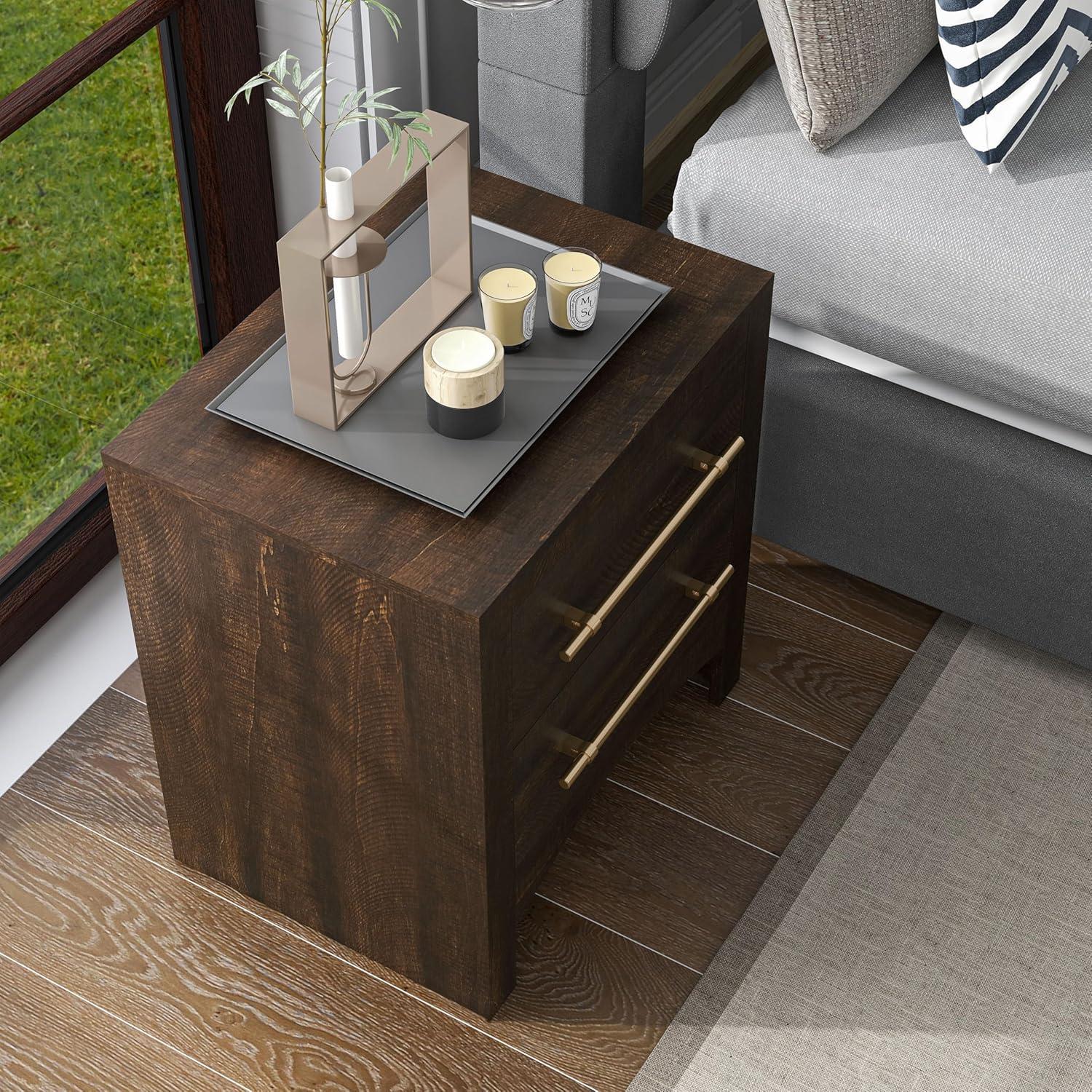 Malgan 2-Drawer Wood Nightstand, Walnut