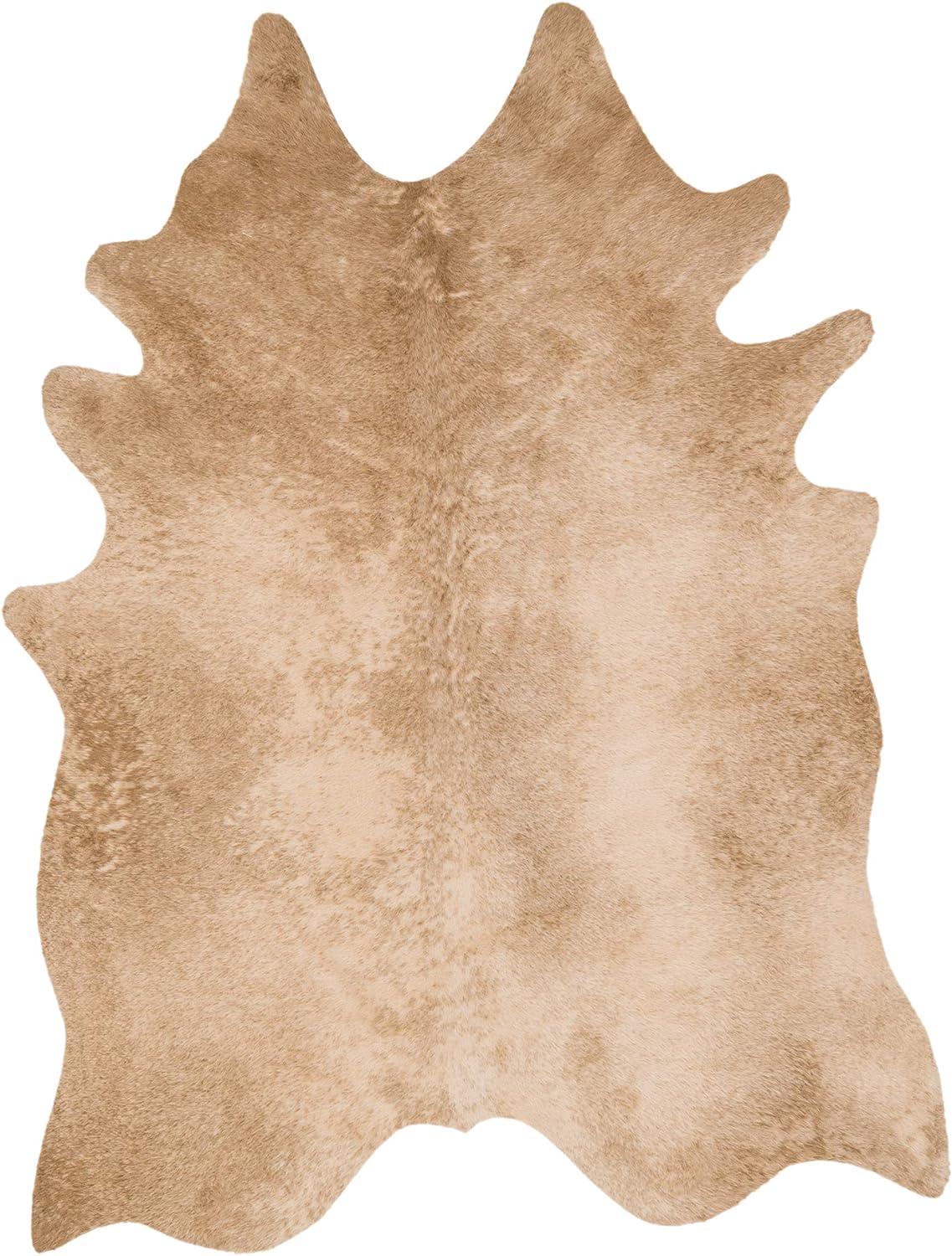 Canyon Luxe Tan Cowhide-Inspired Rectangular Rug