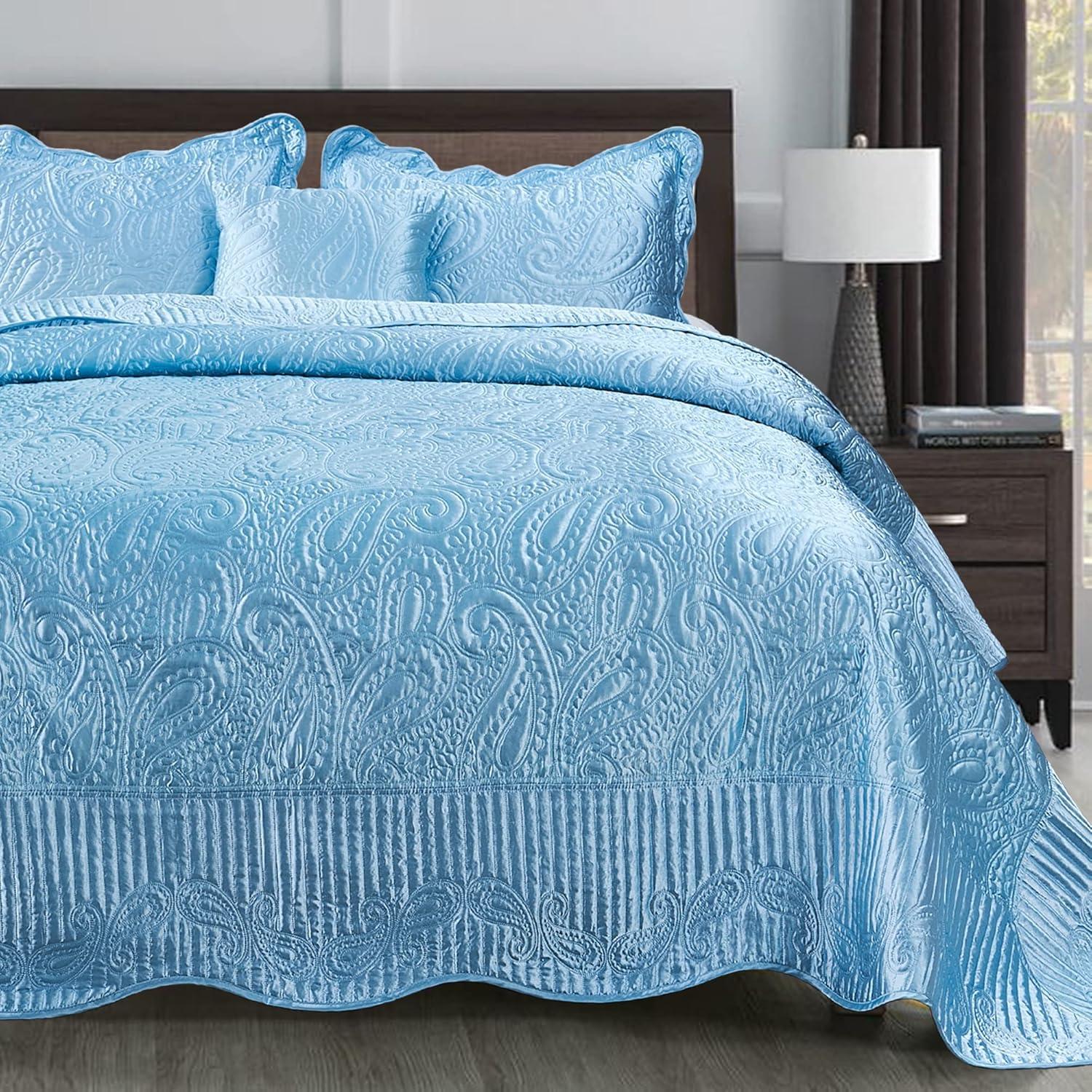 Serenta 4 Piece Quilted Satin Bedspread Set