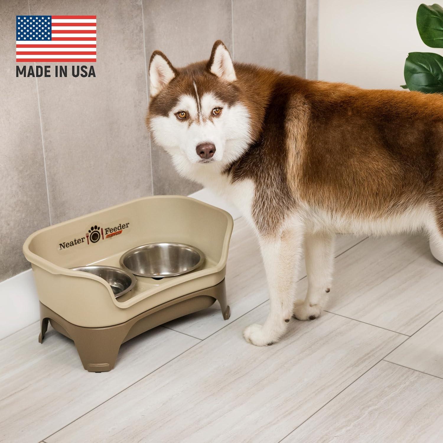 Cappuccino Elevated Stainless Steel Dog Feeder with Splash Guard