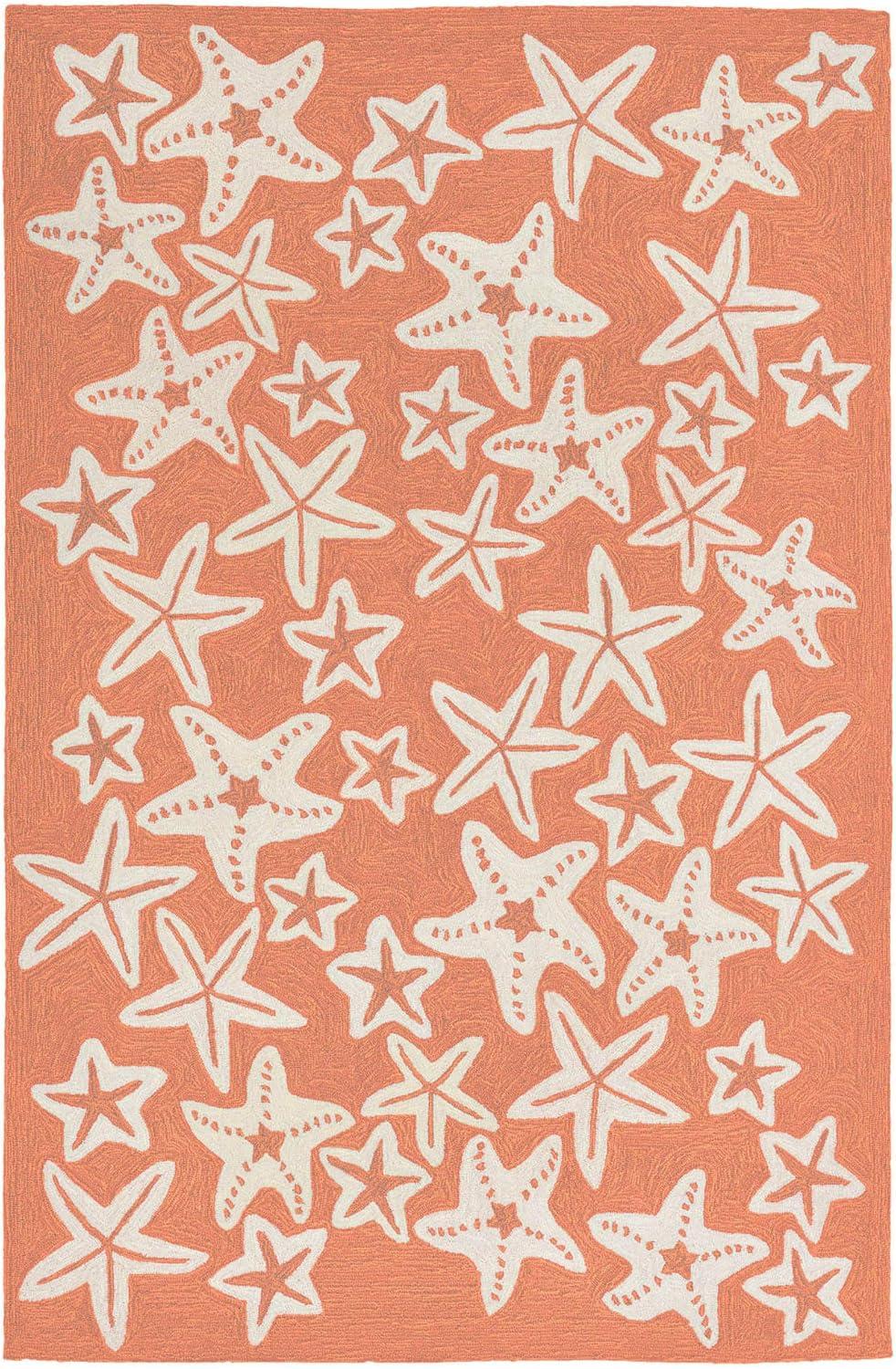 Hand-Tufted Coral and White Starfish Wool Rug