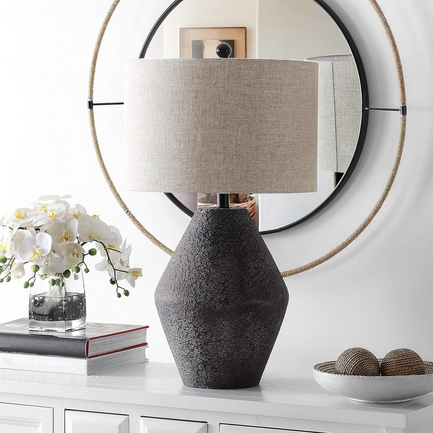 Ersta Angled Gourd Silhouette Table Lamp in Earthy Brown with Oatmeal Shade