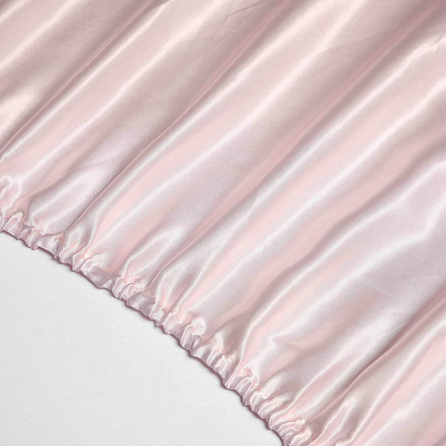 Blush Pink Satin King Sheet Set with Deep Pockets