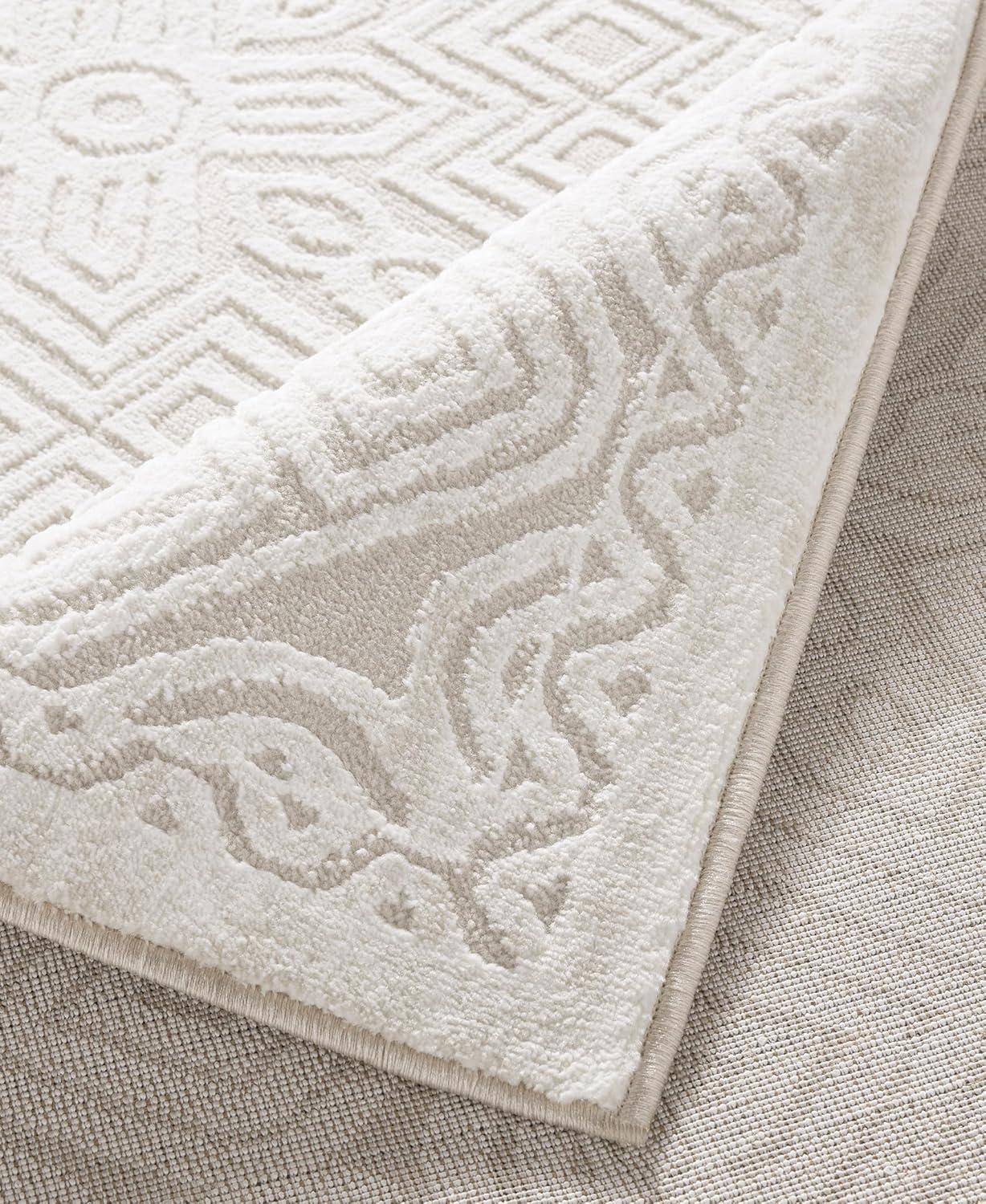 TOWN & COUNTRY LUXE Maya Medallion Indoor Area Rug with High-Low Texture, Ivory/Greige