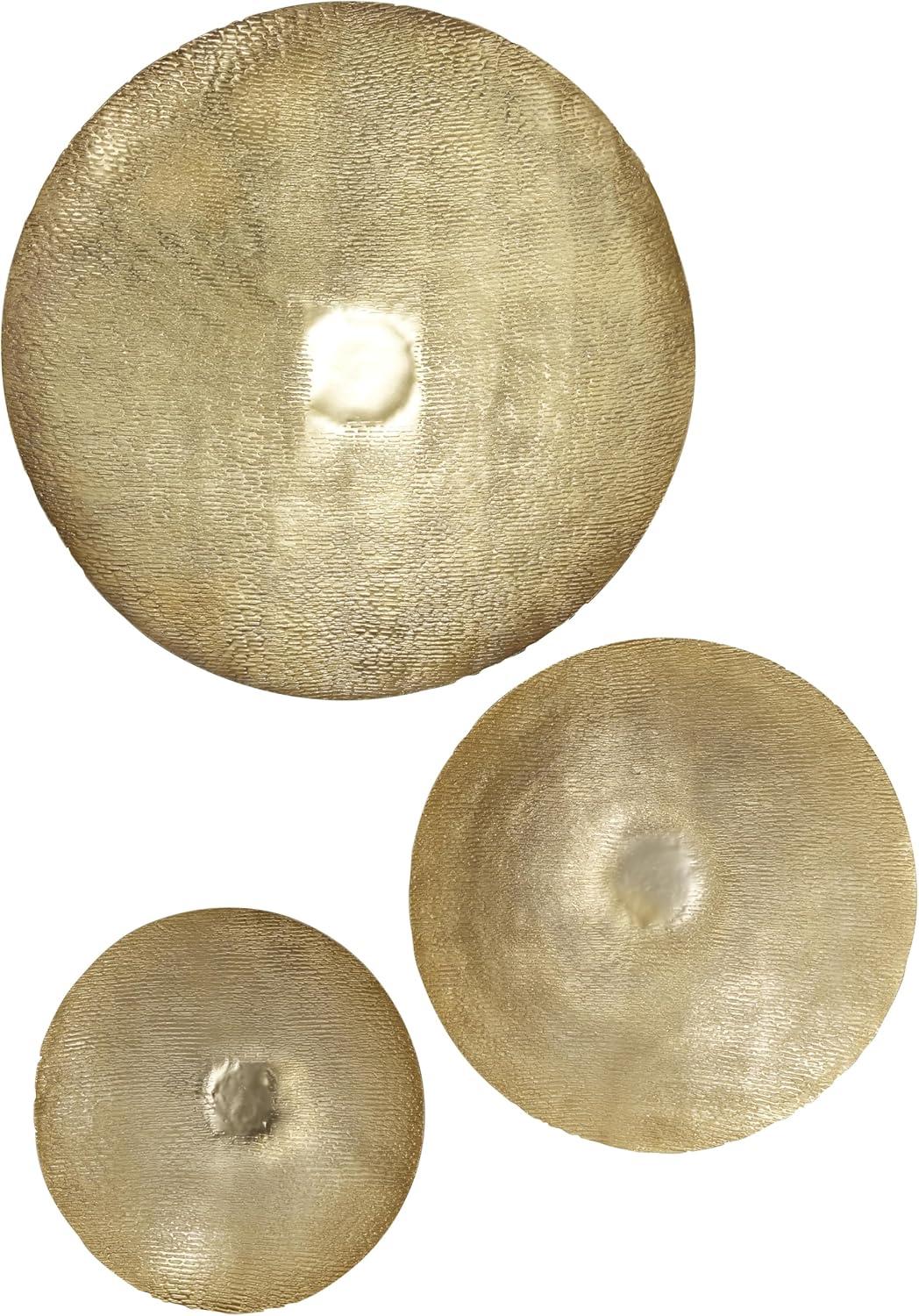 Gold Large Metallic Round Disk Wall Decor Set