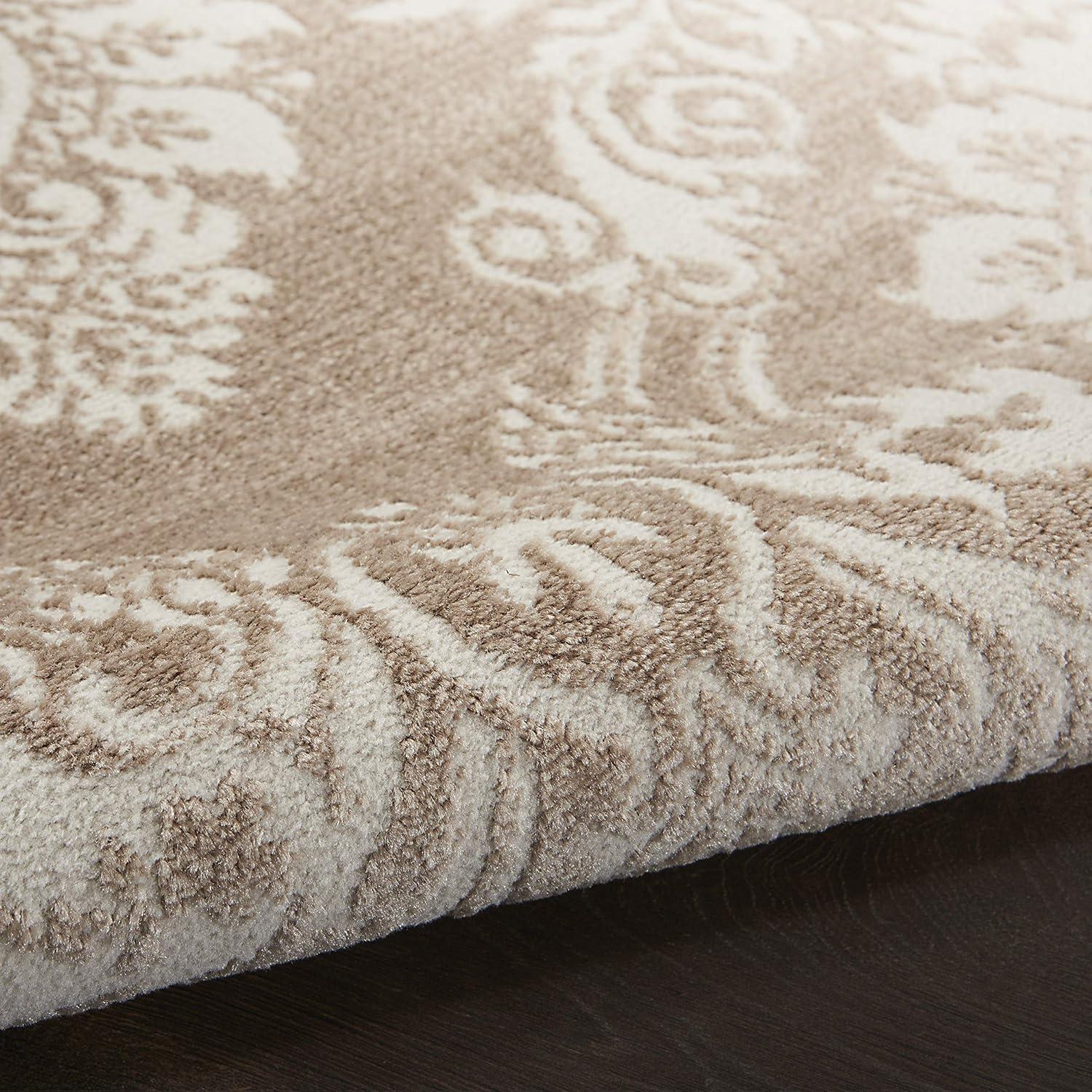 Nourison Elation Damask Ivory Mocha 5'3" x 7'3" Area Rug, (5x7)