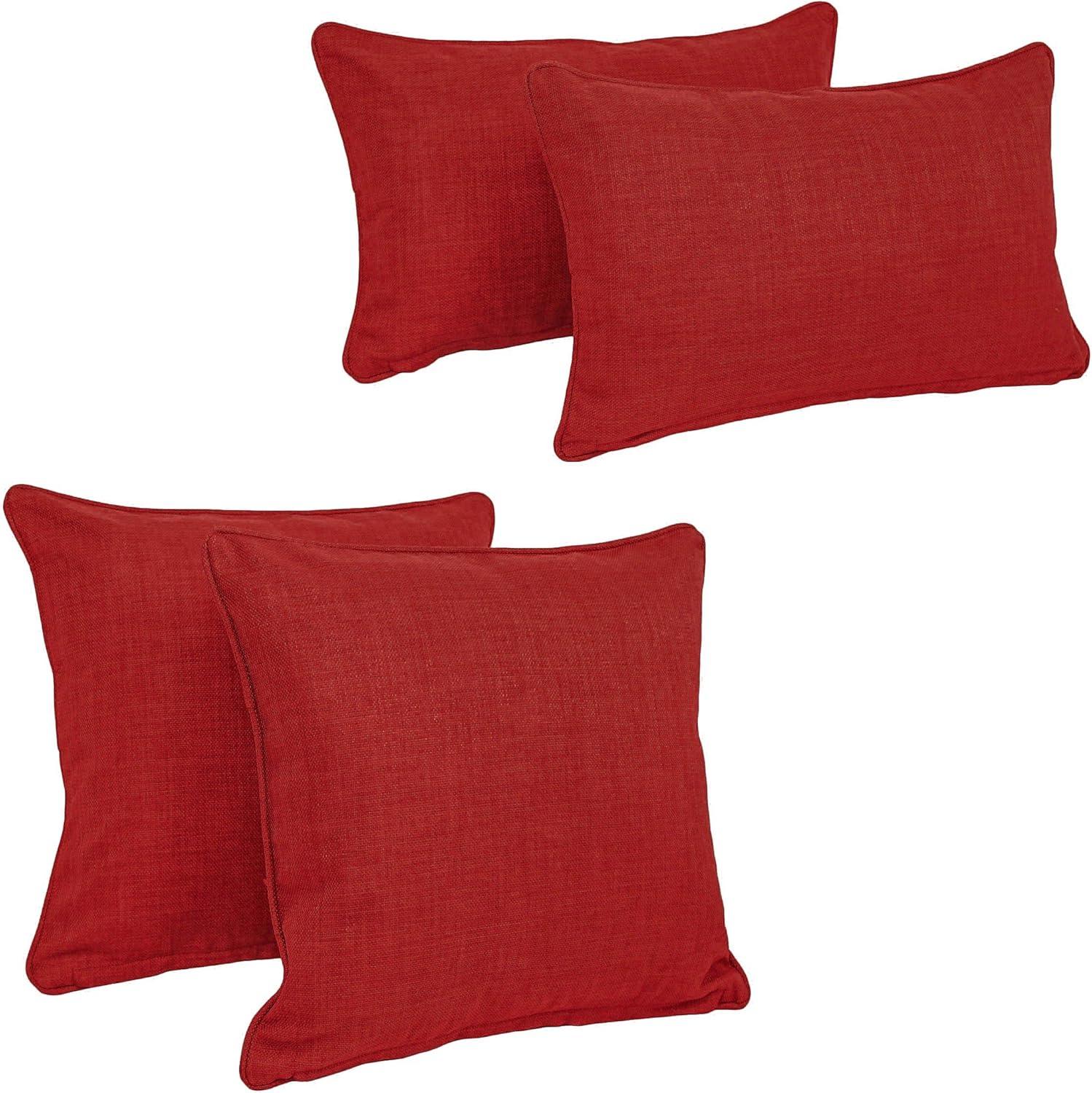 Paprika Red Indoor/Outdoor Corded Throw Pillow Set, 4 Pieces