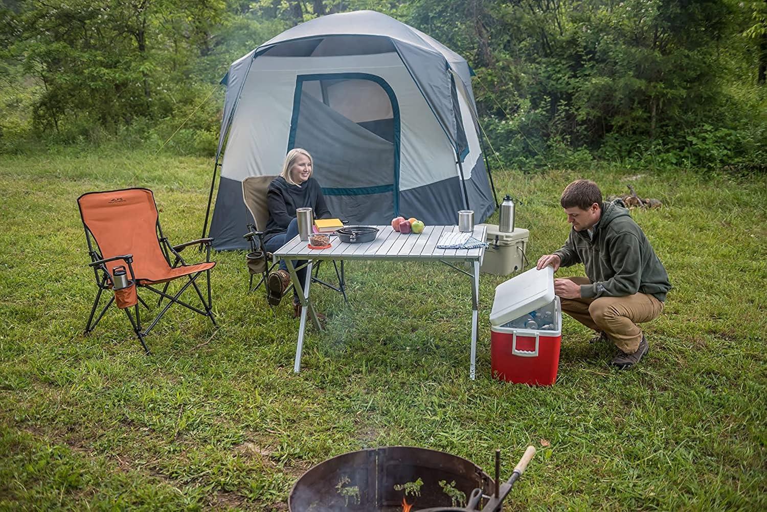 Silver Aluminum Folding Camping Dining Table with X-Frame