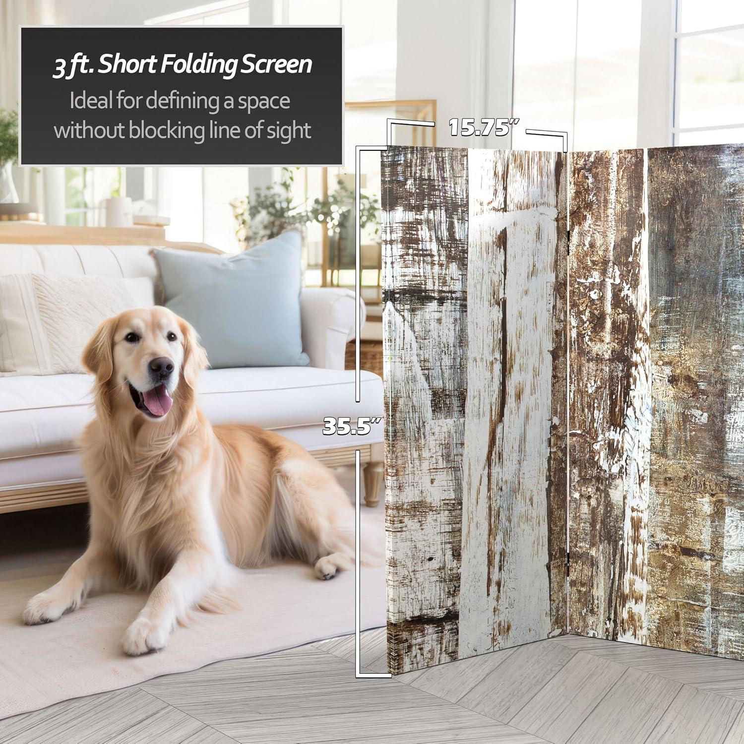 Winter Woods 6-Panel Printed Canvas Folding Screen