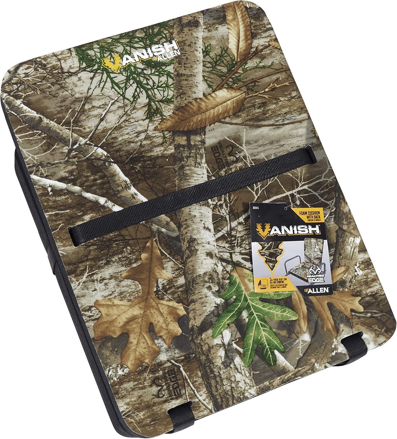 Vanish Cushion with Back, Realtree Edge Camo, Foam Filled, Water-Resistant, 14" x 18" x 2", 15" Mid