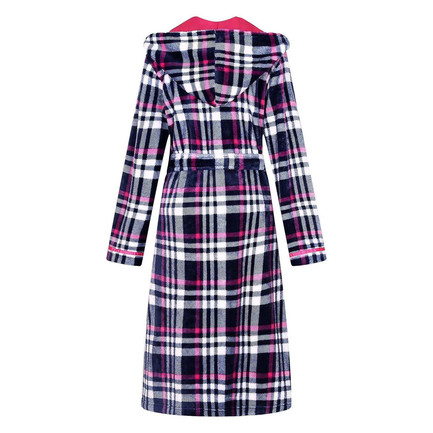 Richie House Women's Plaid Fleece Bathrobe Robe RHW2714-A-XL