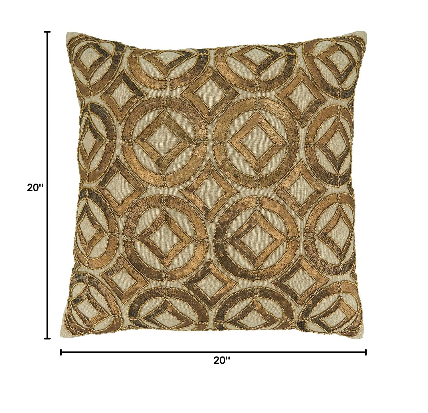 Saro Adelaide Design Sequined Cotton Throw Pillow