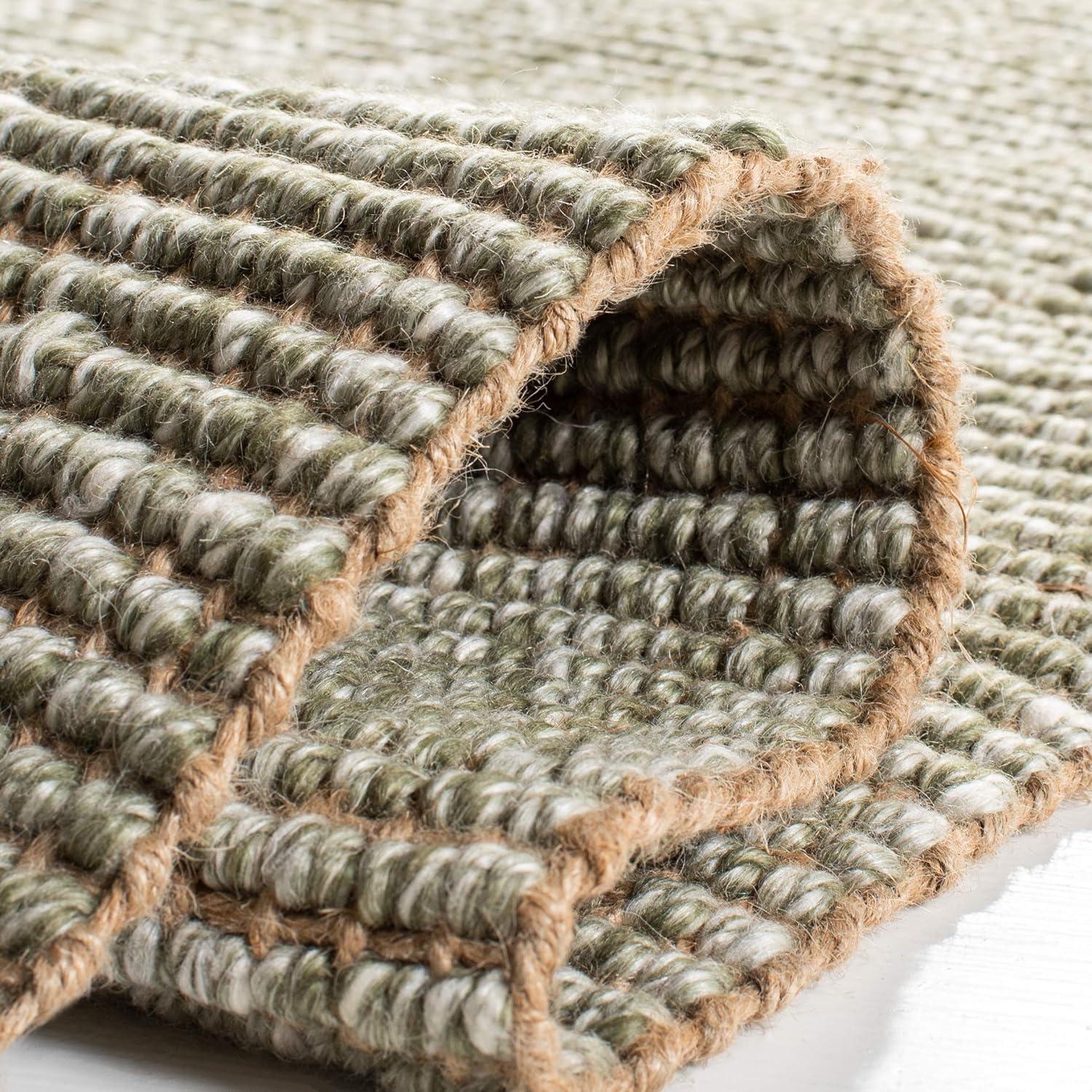 Natural Fiber NF826 Hand Woven Indoor Area Rug - Green/Natural - 5'x8' - Safavieh