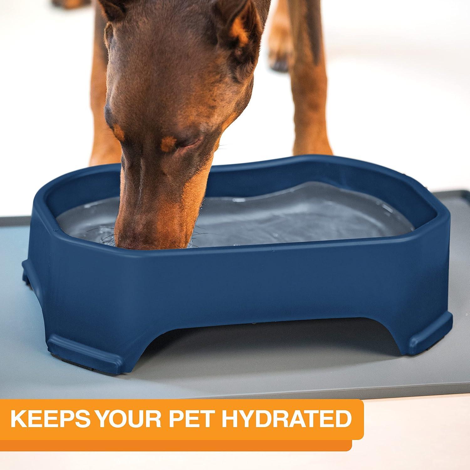 Neater Pets Big Bowl for Dogs - Great for Multi-Pet Households - Extra Large Plastic Trough Style Food or Water Bowl for Use Indoors or Outdoors, Dark Blue, 1.25 Gallon (160 Oz.)