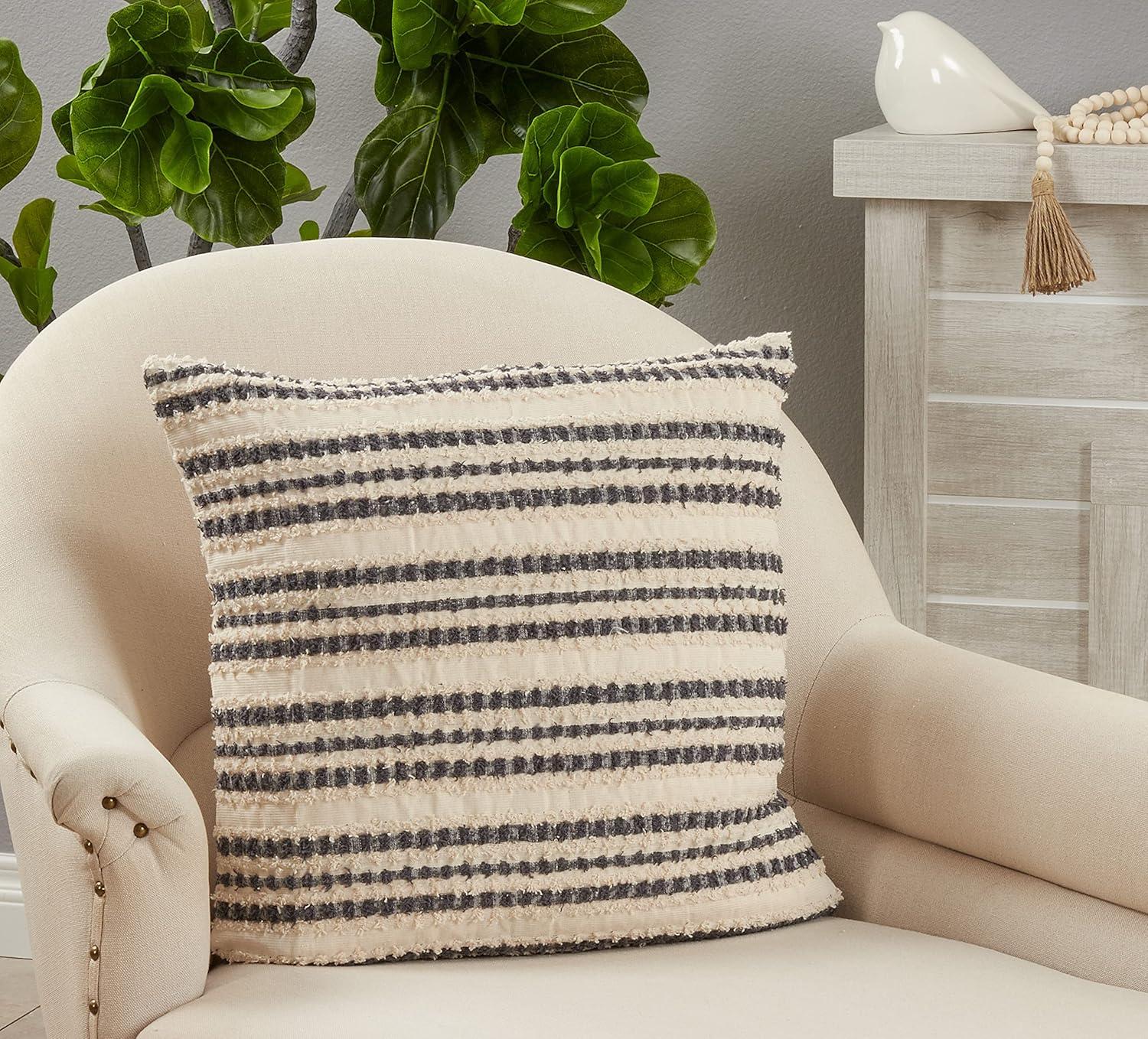 Florentina Striped Cotton Pillow Cover