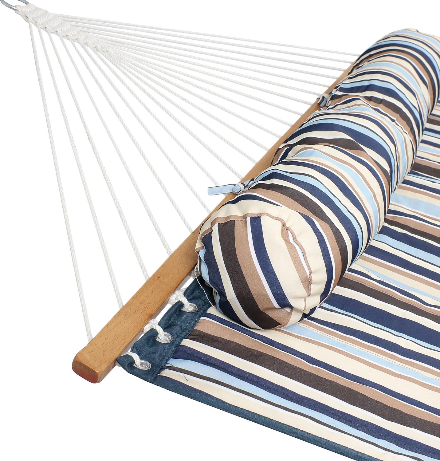 Sunnydaze Two-Person Quilted Fabric Hammock with Spreader Bars - 450 lb Weight Capacity