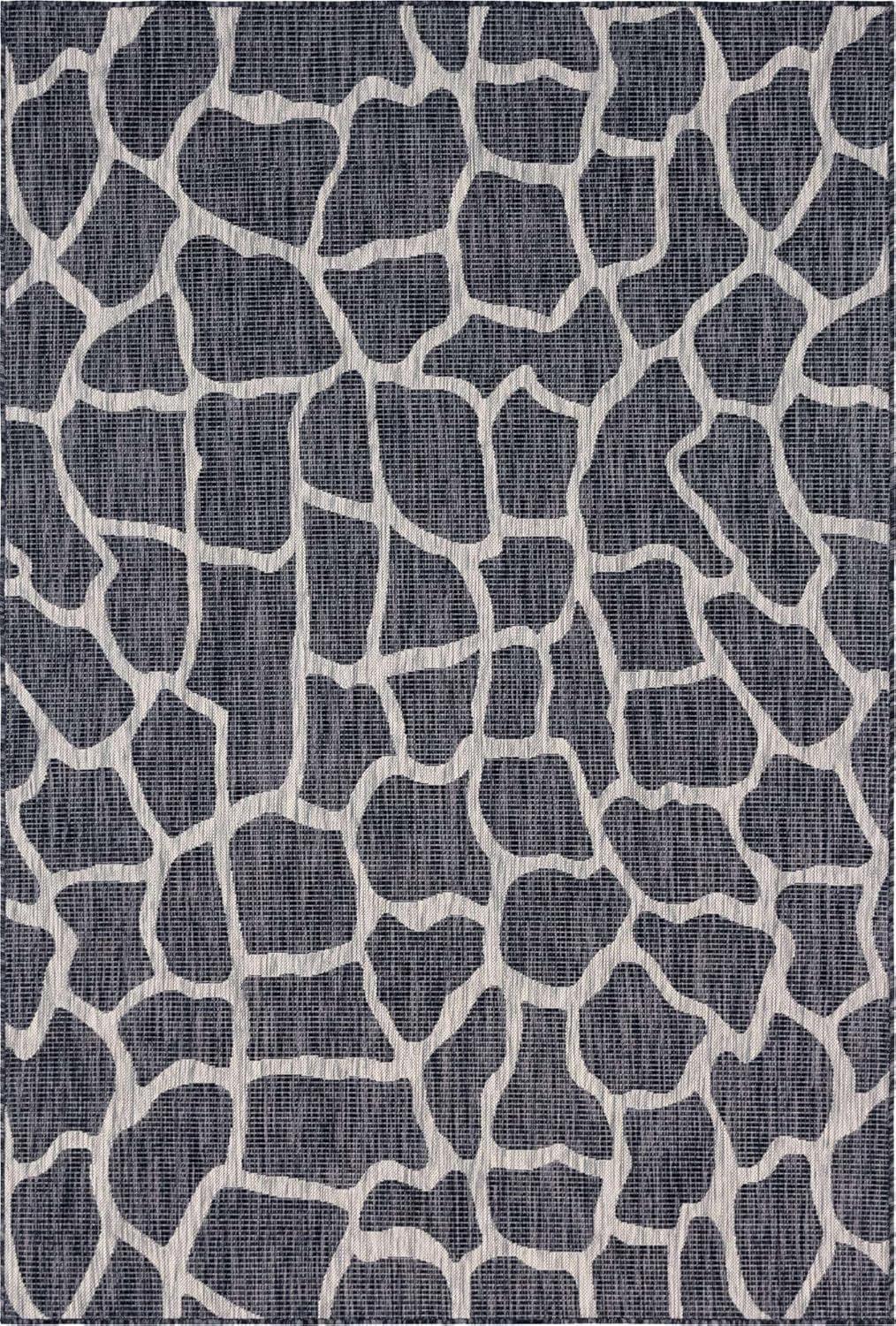 Unique Loom 6' 1 x 9' 0 Rectangle Indoor/Outdoor Safari Charcoal Gray Area Rug