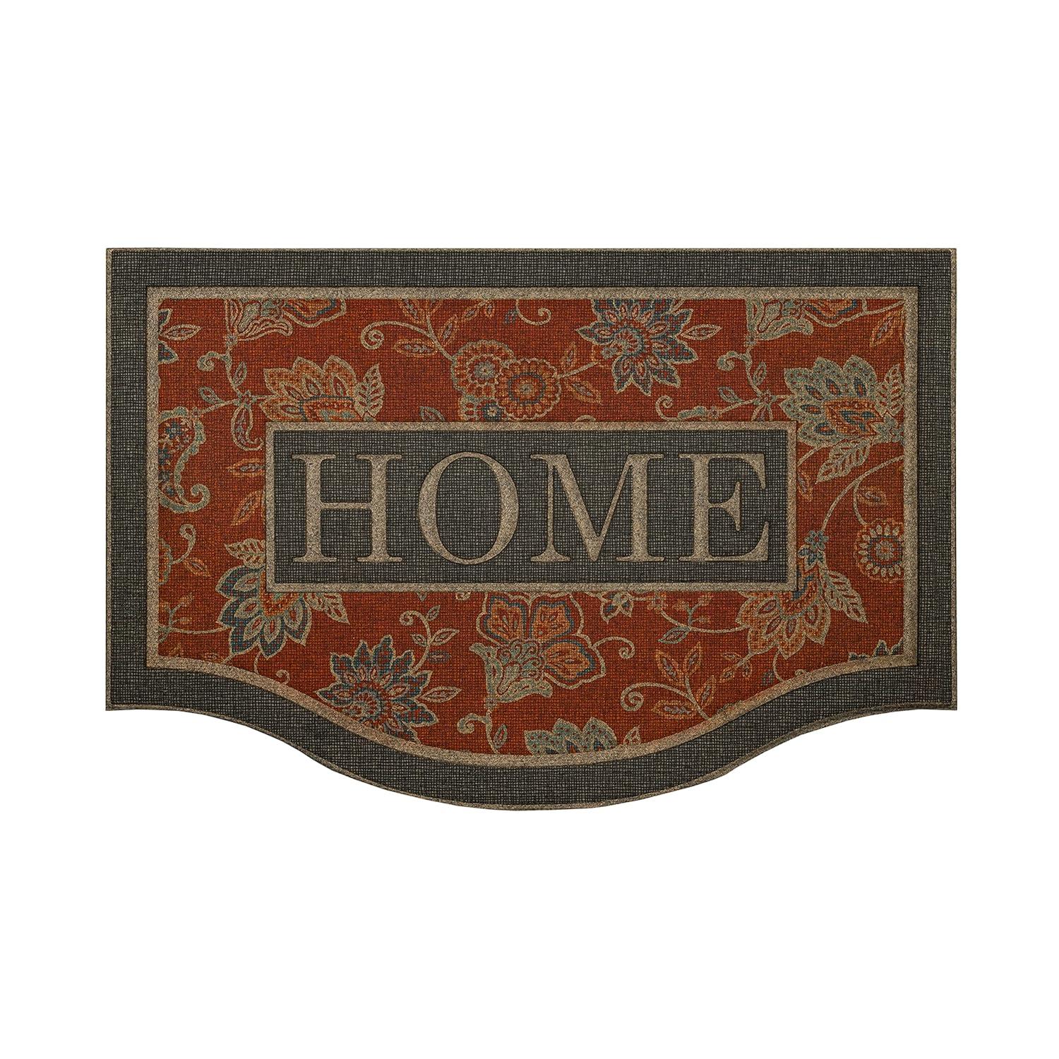 Mohawk 2'x3' 'Home' Ornamental Entry Mat Cozy Jacobean Red/Gray: Indoor Traditional Floral Door Mat, Recycled Rubber