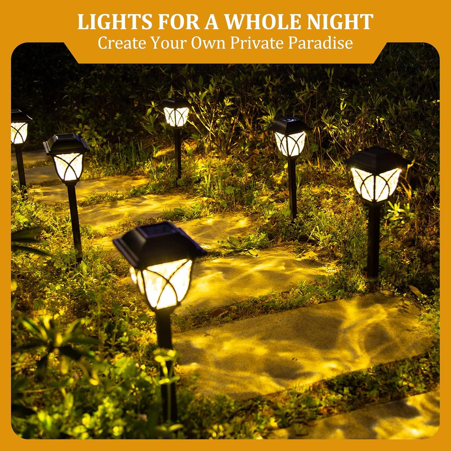 Classic Black Solar LED Pathway Lights, 6-Pack