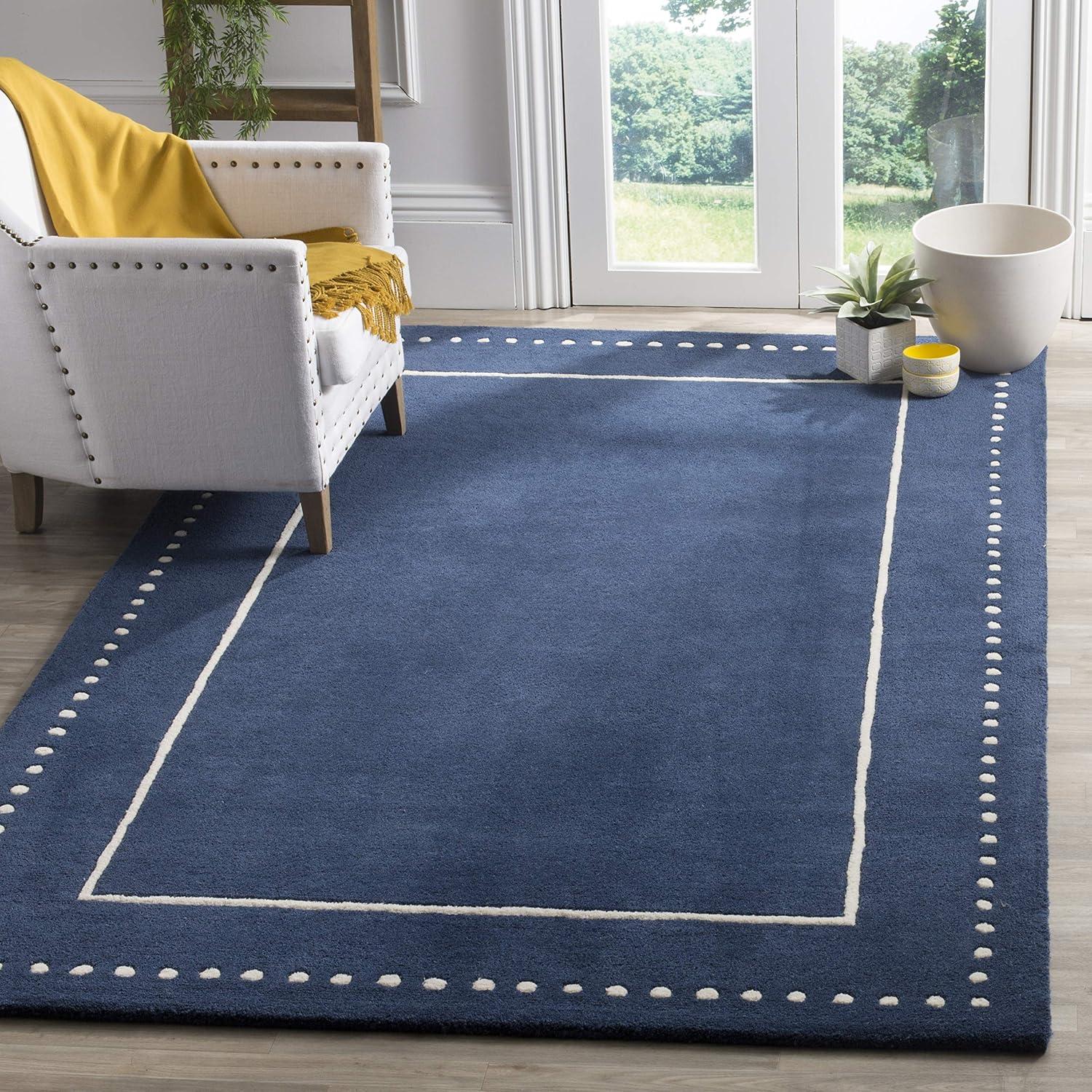 Bella BEL151 Hand Tufted Area Rug - Navy Blue/Ivory - 5'x5' - Safavieh.