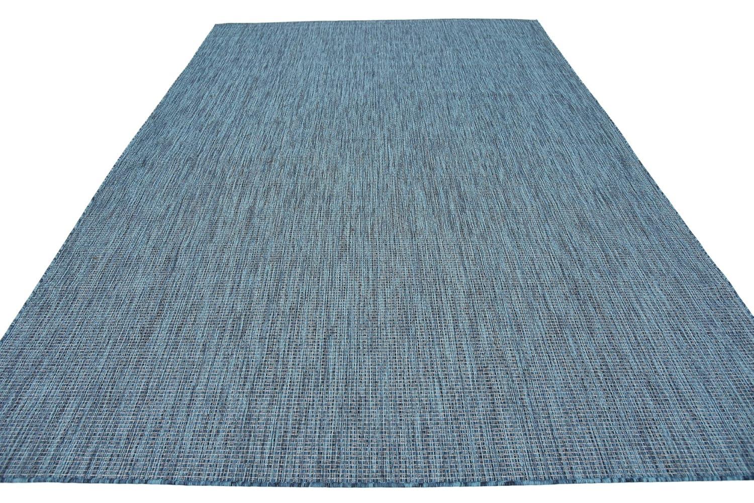 Unique Loom 7' 0 x 10' 0 Rectangle Indoor/Outdoor Solid Teal Area Rug