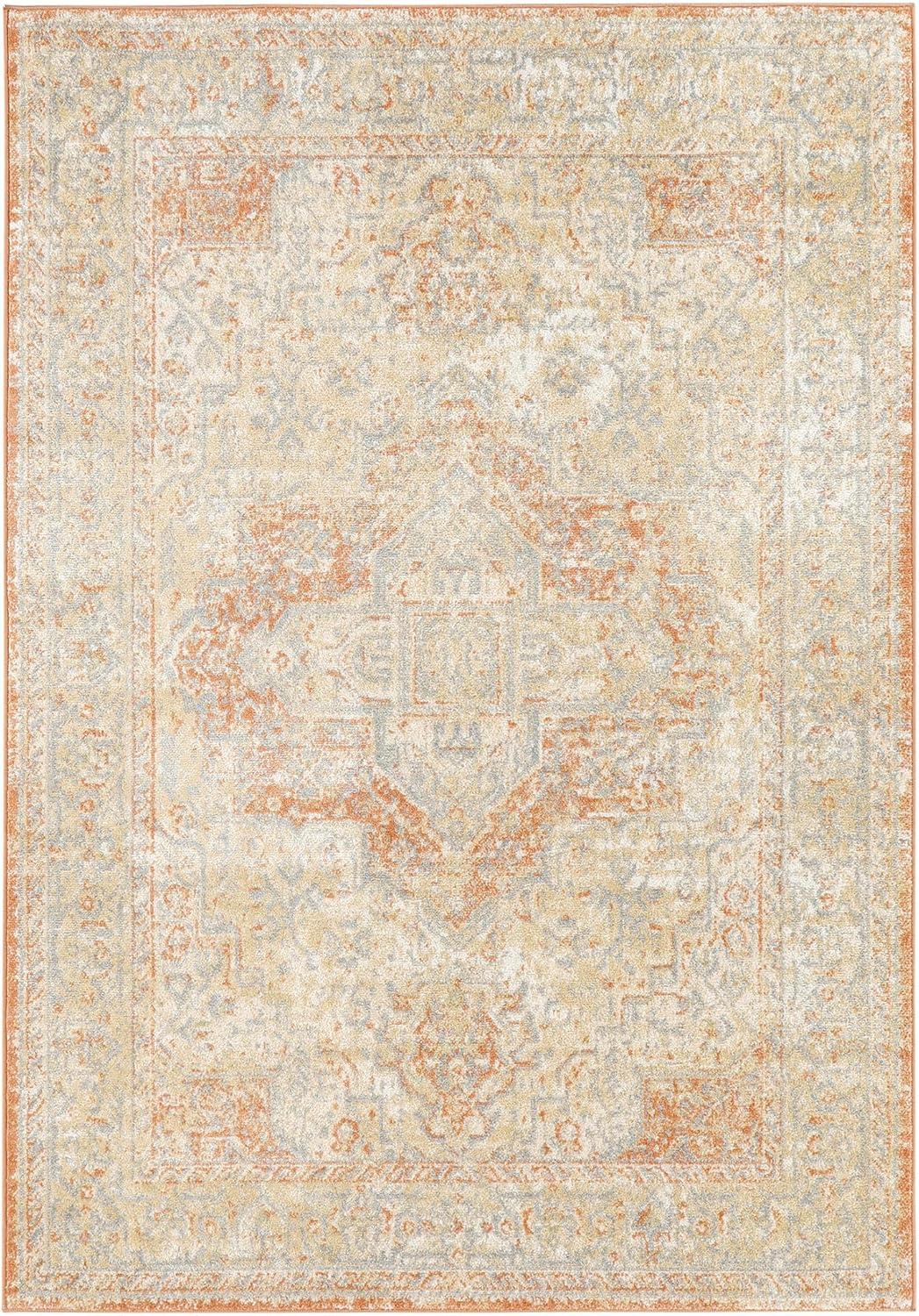 Nourison Essentials Persian Vintage Indoor Outdoor Area Rug Beige Rust 5' x 7'