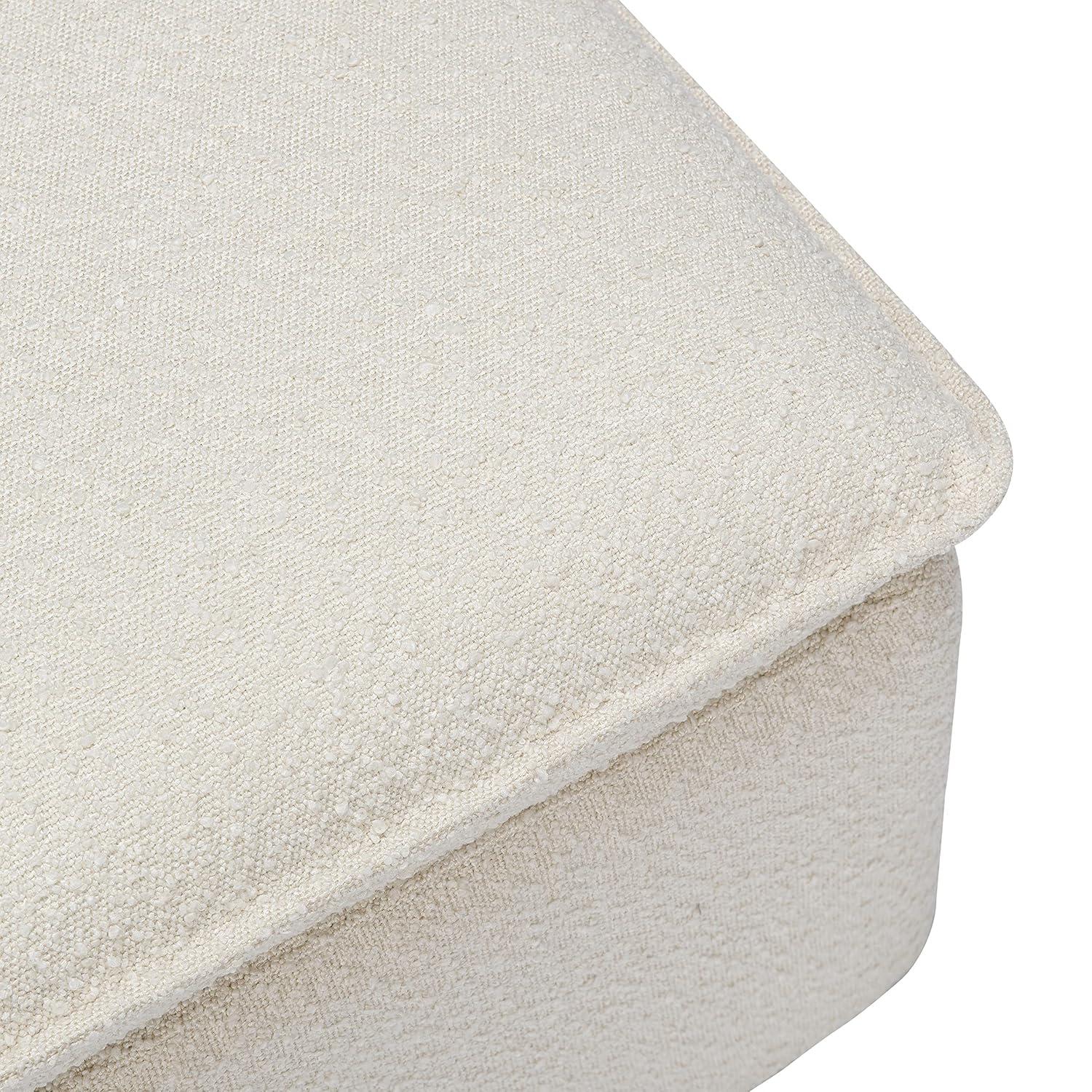 Cali Square Cream Boucle Storage Ottoman with FSC Certified Wood