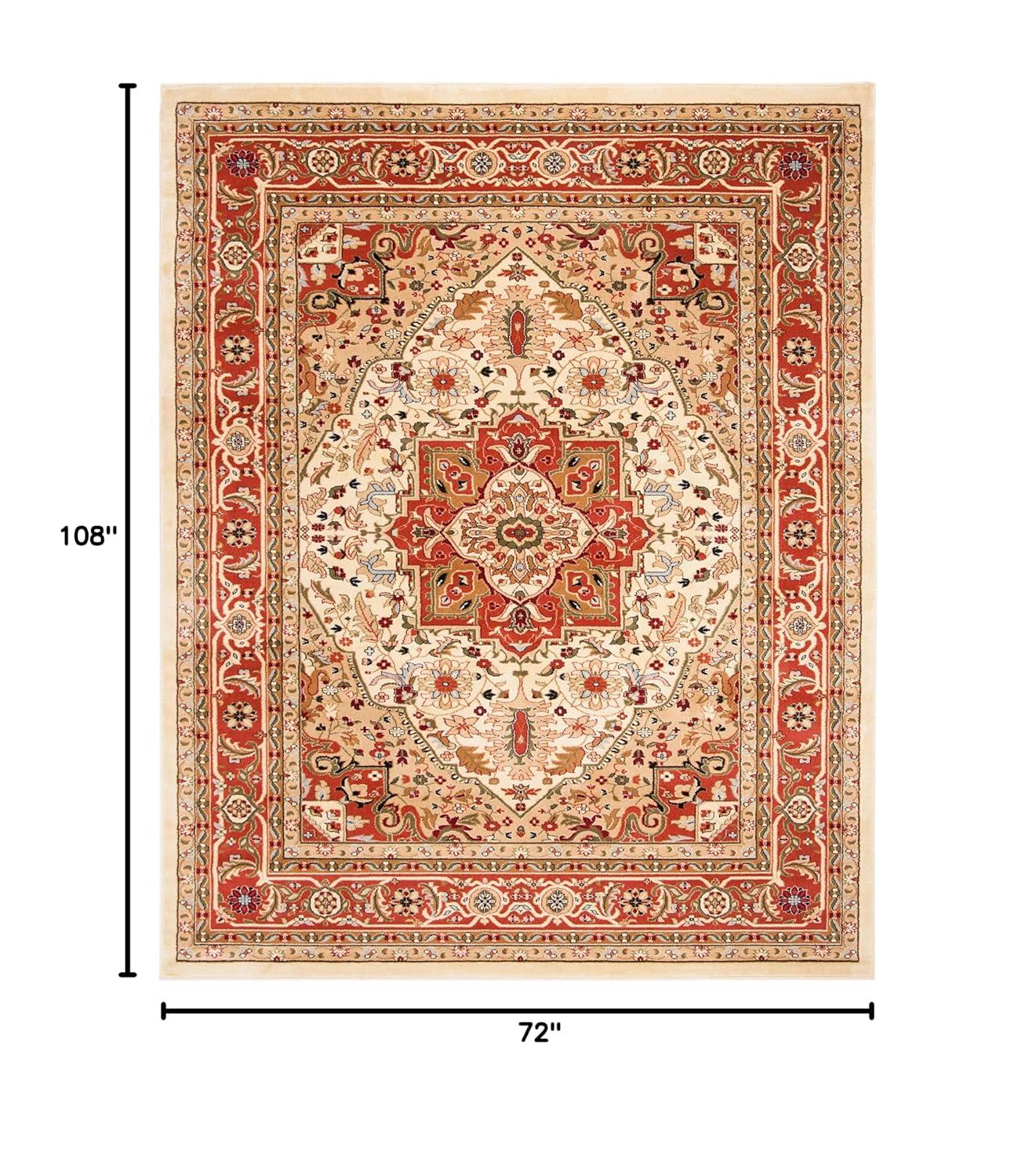 Lyndhurst Heriz LNH330 Power Loomed Area Rug - Ivory/Rust - 6'x9' - Safavieh