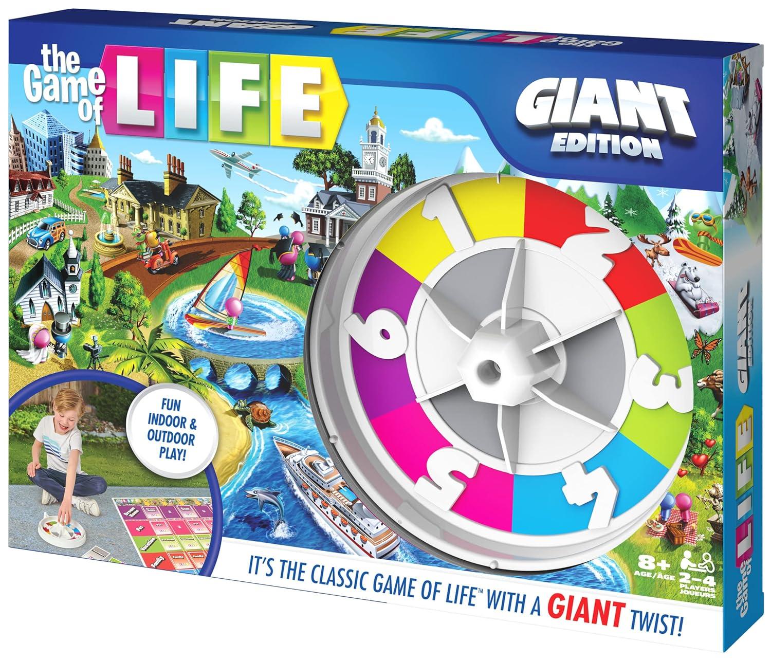 The Game of Life, Giant Edition Family Board Game Indoor/Outdoor Fun Game with Big Oversized Gameboard Cards Spinner, for Adults and Kids Ages 8 and Up