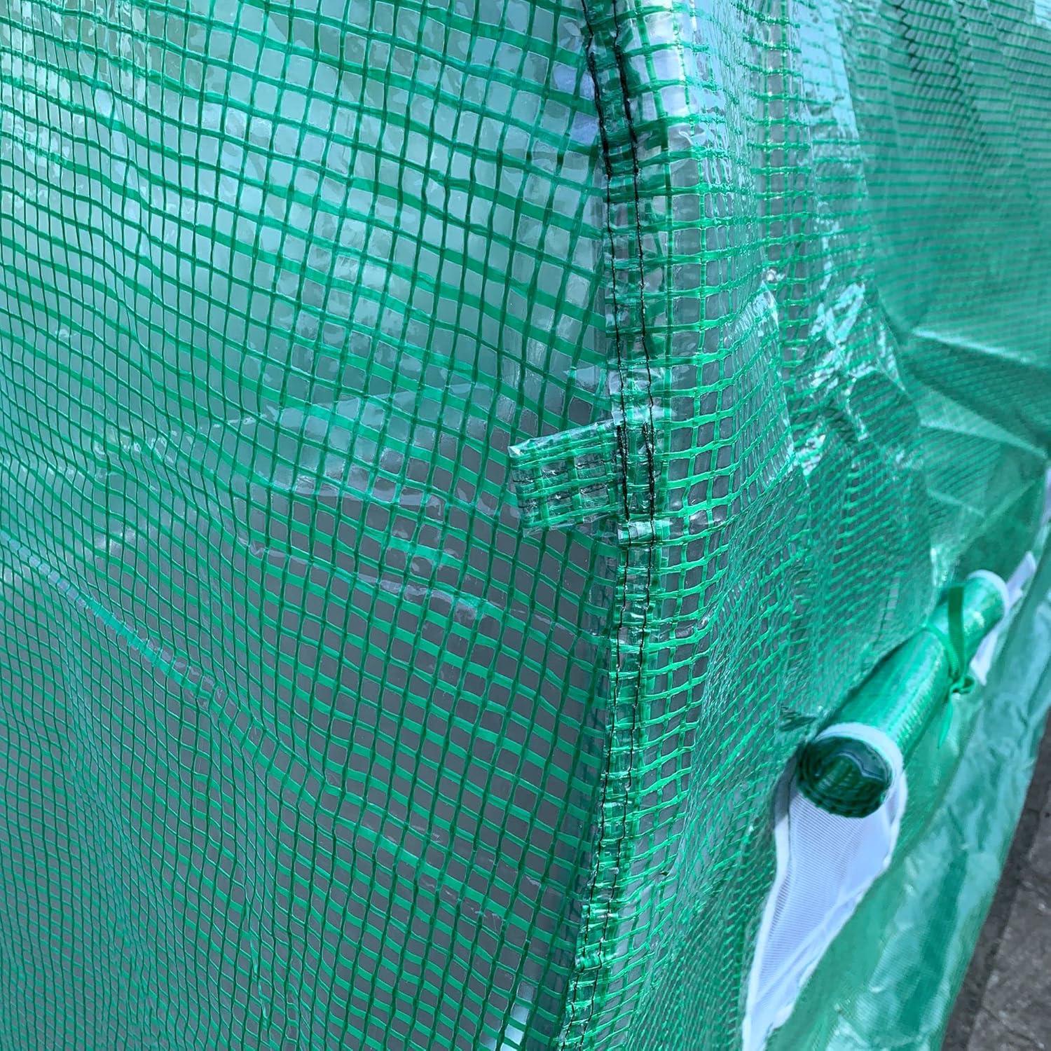 Outsunny 10' x 10' x 6.5' Walk-in Tunnel Hoop Greenhouse, Polyethylene PE Cover, Steel Frame, Roll-Up Zipper Door & Windows for Flowers, Vegetables