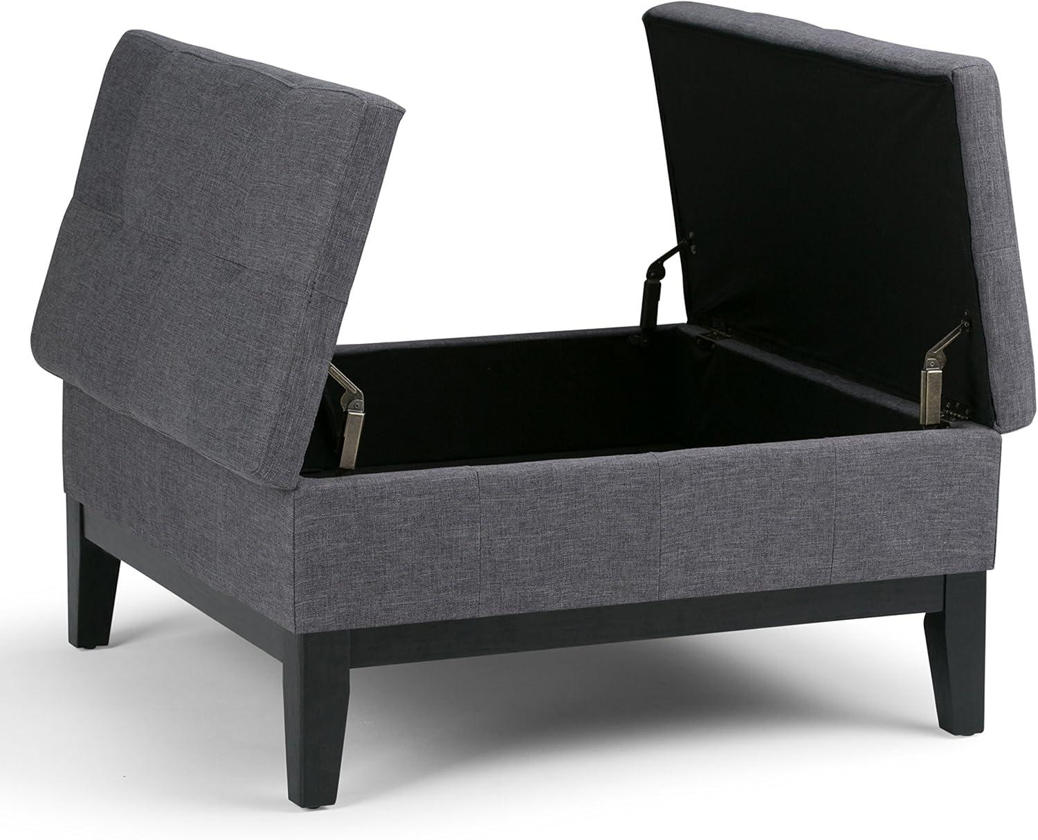 Simpli Home Dover Coffee Table Storage Ottoman in Slate Gray