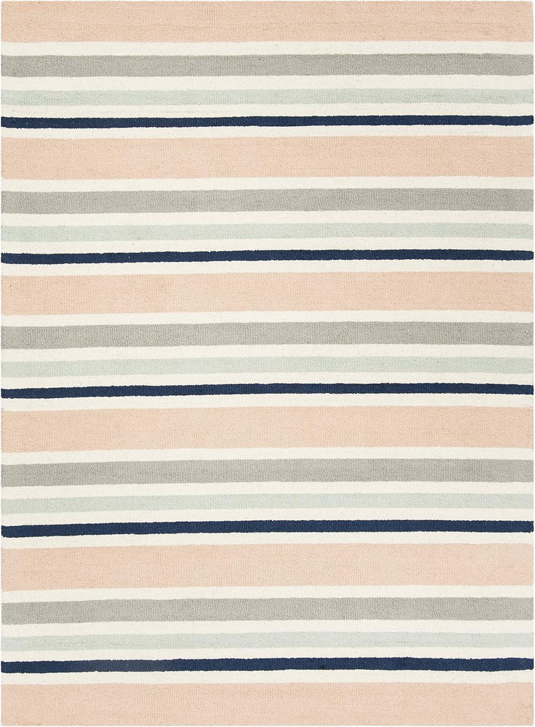 SAFAVIEH Kids Multi Striped Wool Area Rug, Ivory/Multi, 3' x 5'