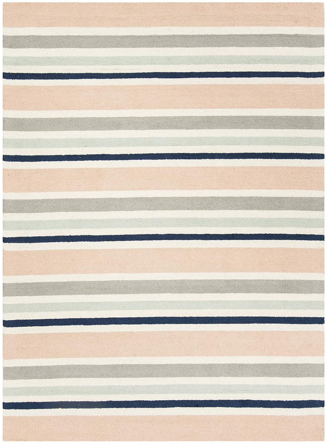 SAFAVIEH Kids Multi Striped Wool Area Rug, Ivory/Multi, 3' x 5'