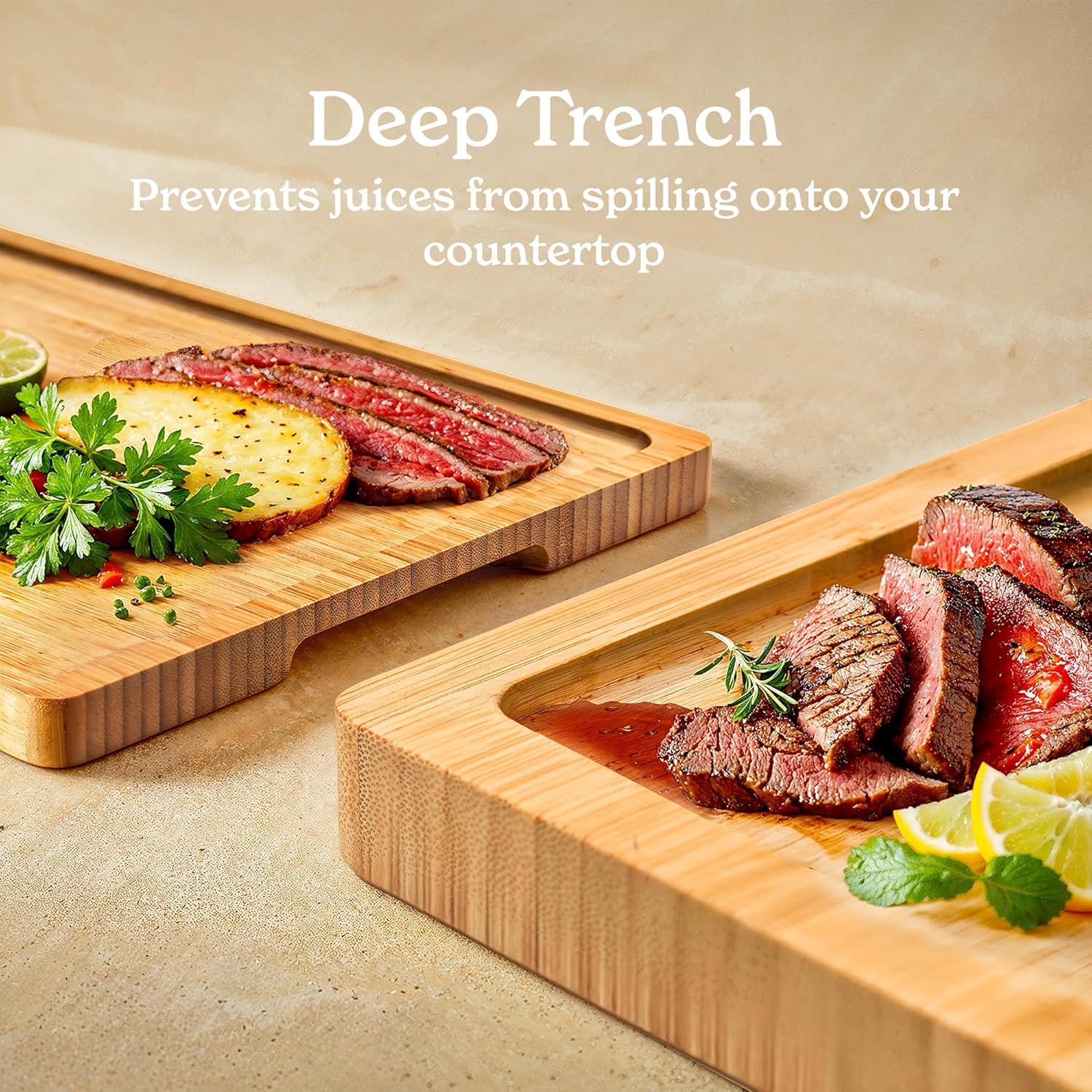3-Piece Bamboo Cutting Board Set with Holder