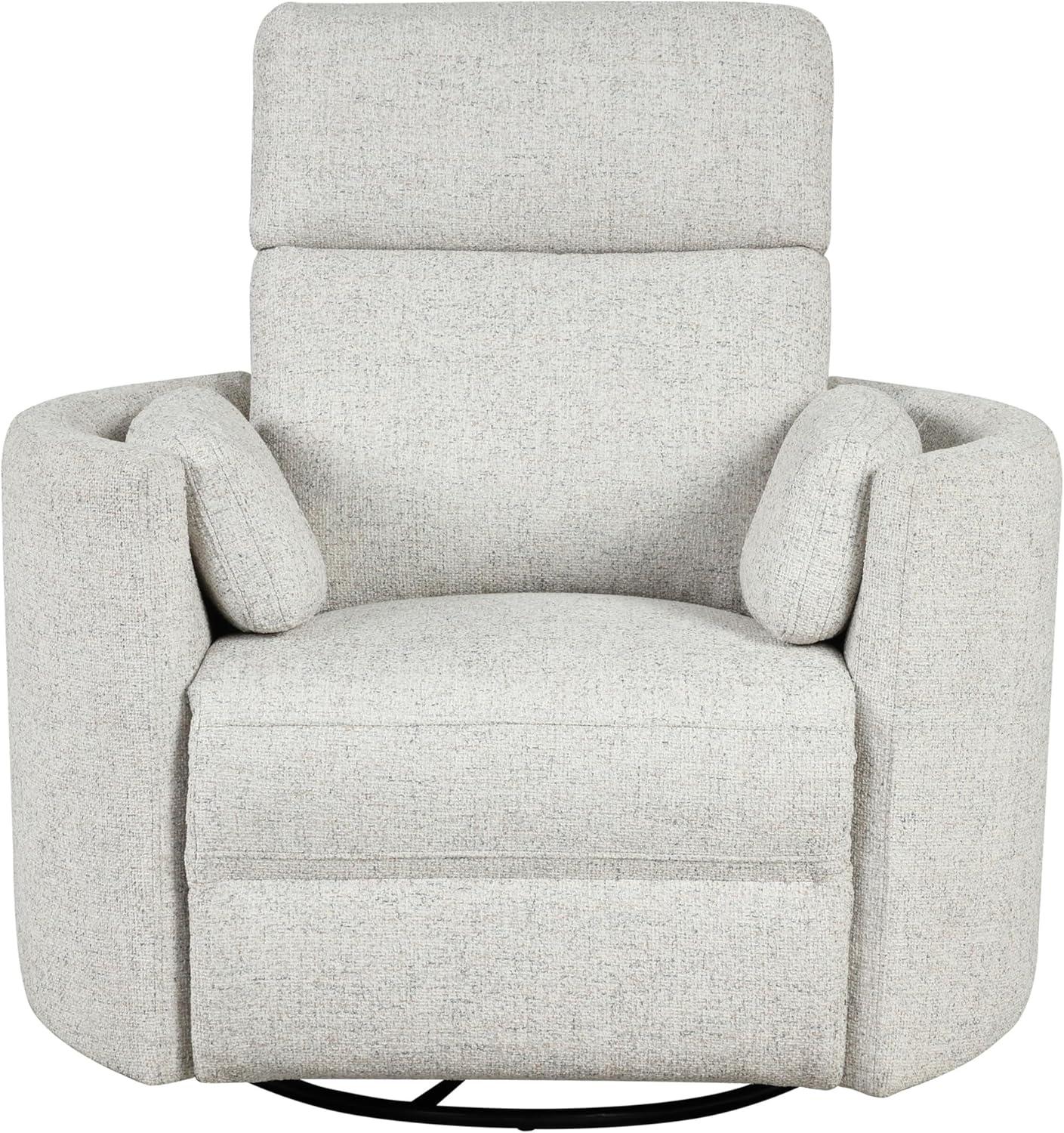 Natural Quartz Fabric Swivel Glider Recliner with USB Charger