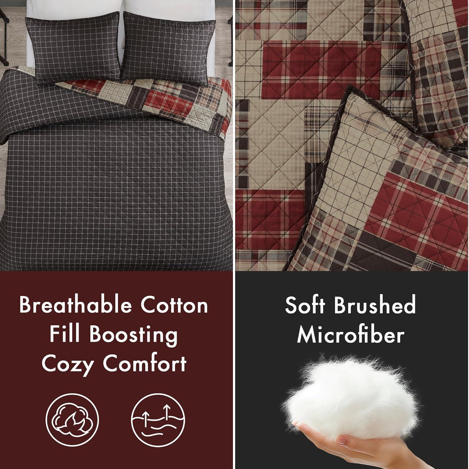 Madison Park Timber 3 Piece Reversible Printed Quilt Set