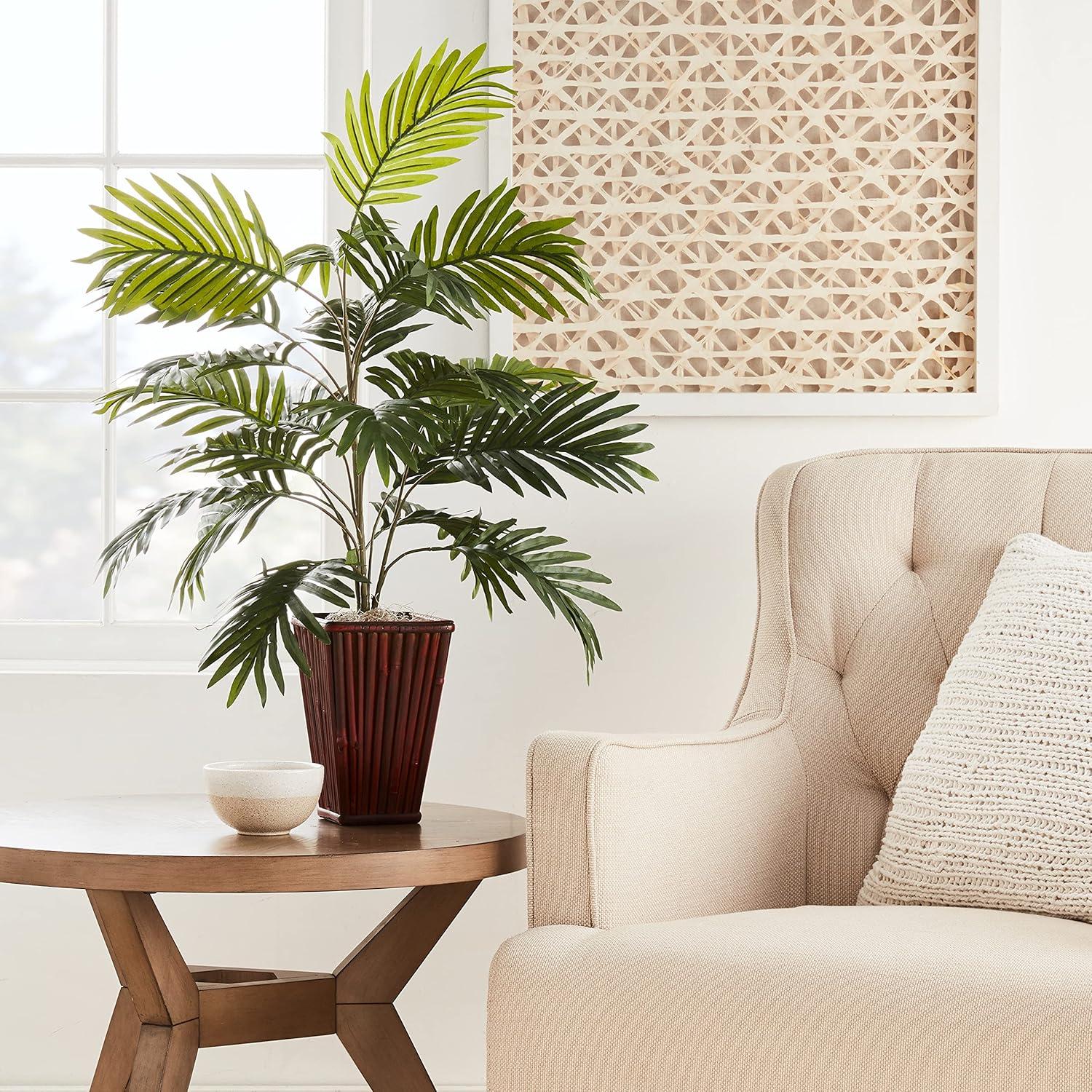 Nearly Natural Areca Palm with Bamboo Vase Silk Plant