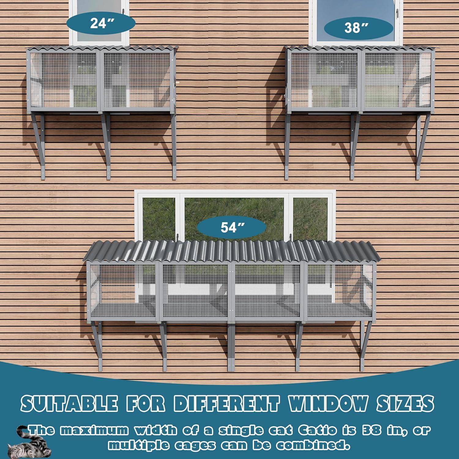 Tucker Murphy Pet™ Cat Catio,Cat Window Perch for Large Indoor Cats - Expandable Wooden Cat Window Box Enclosure for Multi Cats,