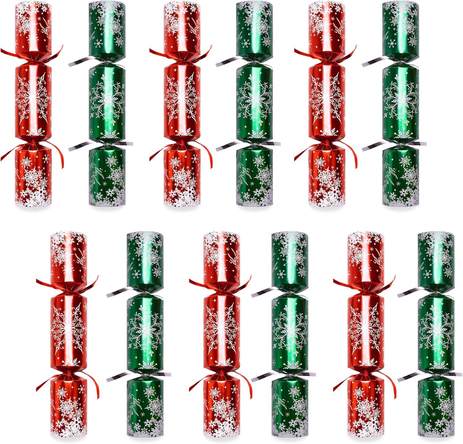 Fun Little Toys 12 PCS Christmas Cracker red and green snow flake