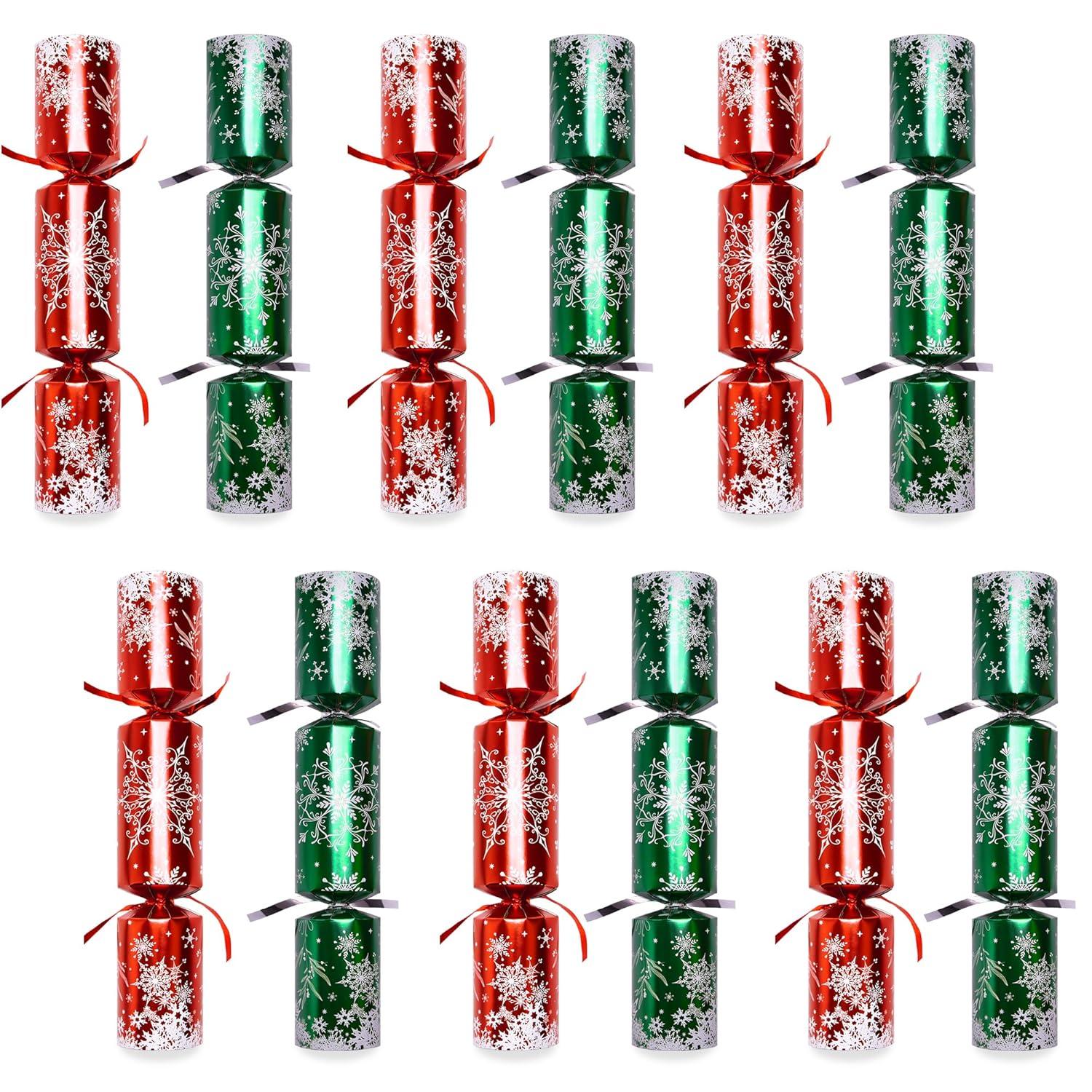 Fun Little Toys 12 PCS Christmas Cracker red and green snow flake