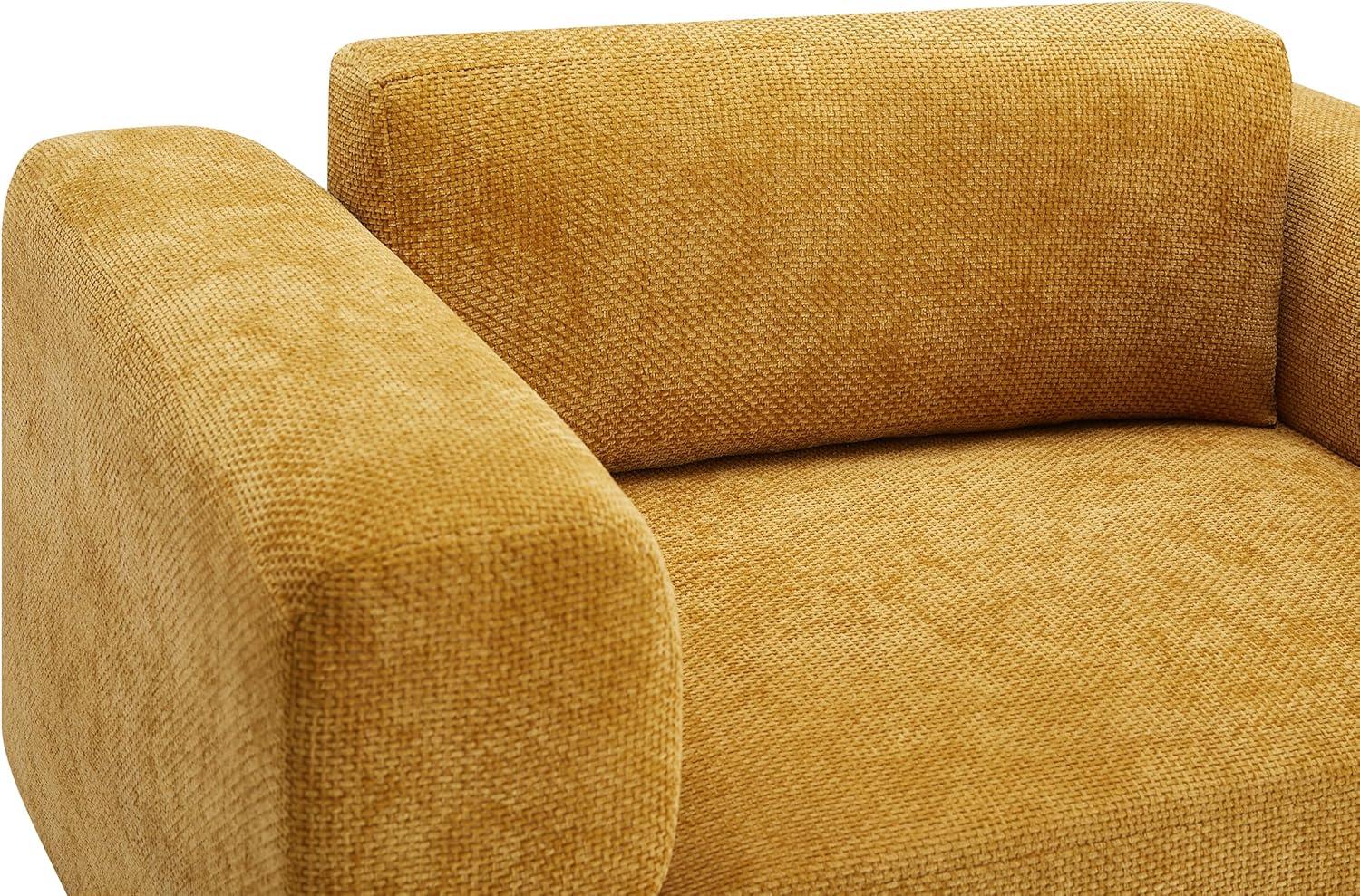 Newboti Furniture Modern Oversized Armchair Comfy Accent Chair Single Sofa For Living Room Bedroom Office Apartment, Woven Velvet Fabric, Yellow 5147