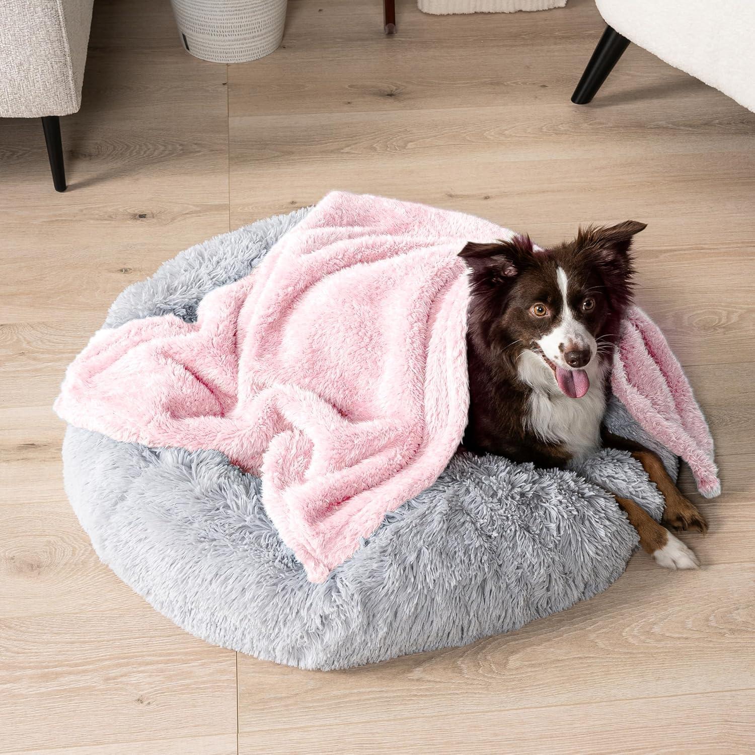 PetAmi Fluffy Dog Blanket for Pet Cat Puppy Kitten, Faux Shearling Soft Fleece Throw, Plush Reversible Washable Couch Cover