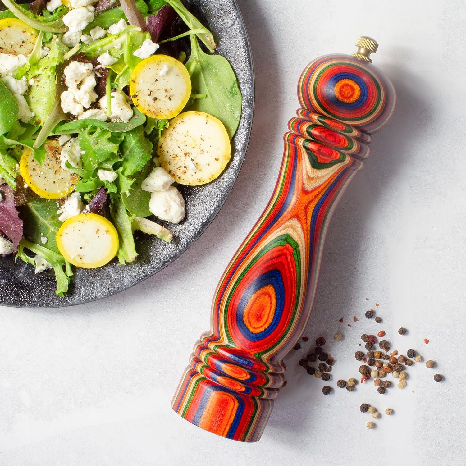 Baltique Marrakesh Collection Pepper Grinder, Wooden Refillable Spice and Pepper Mill for Cooking and Serving