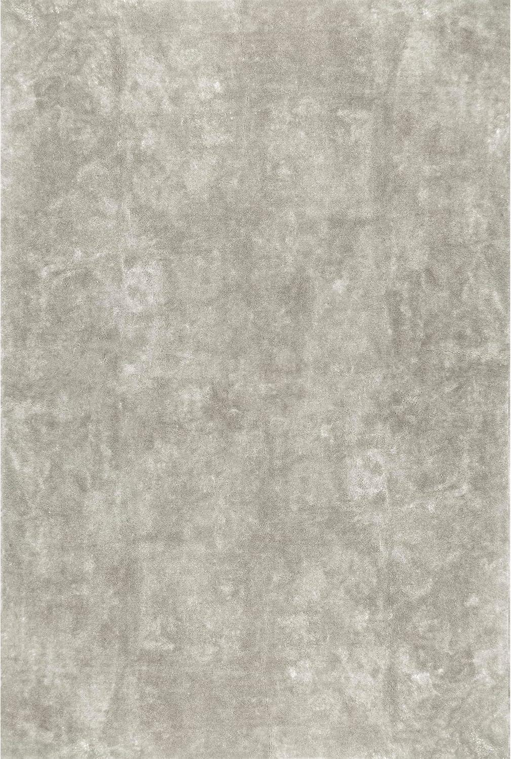 Beige 6' Square Machine Washable Shag Area Rug