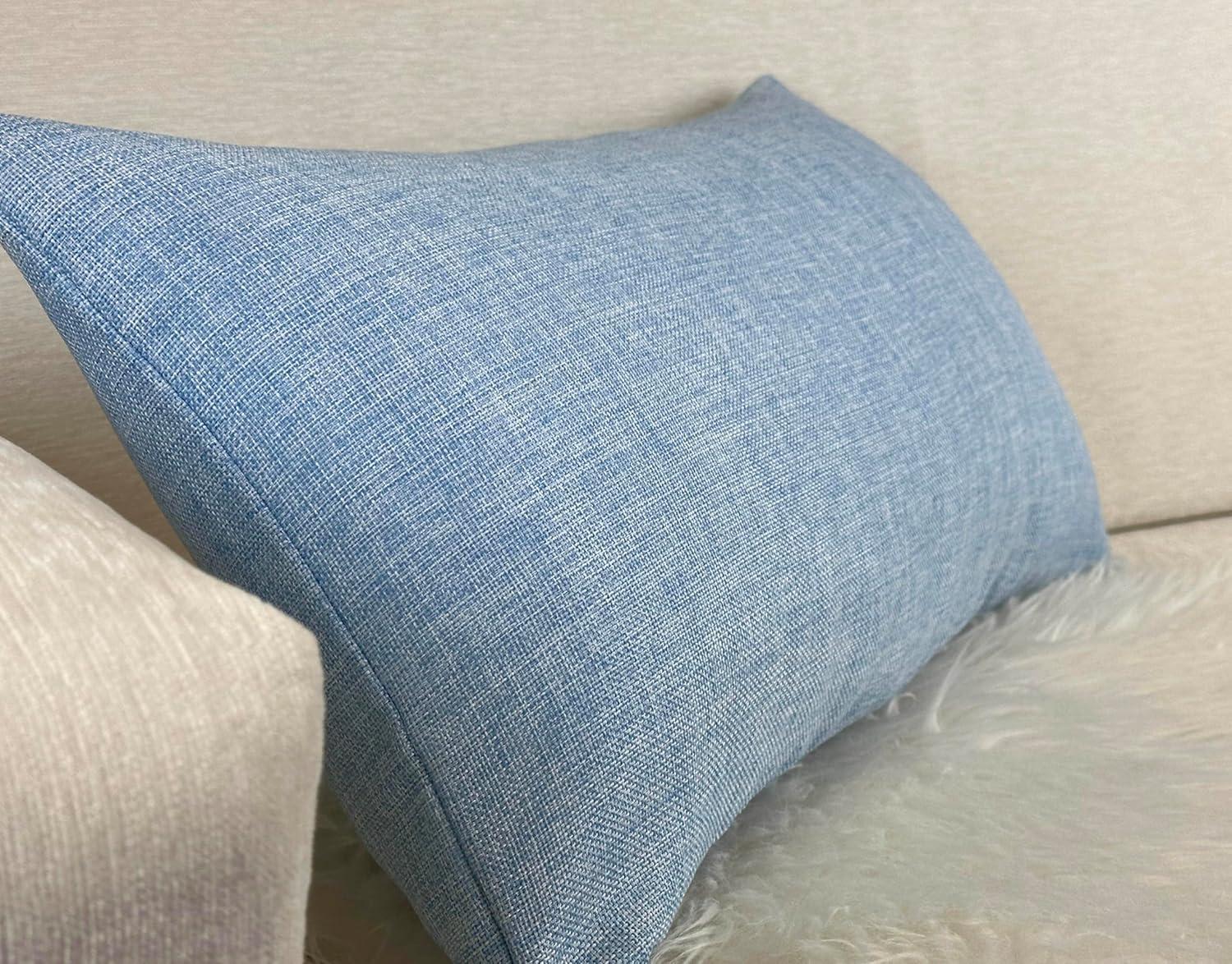 Aiking Home Woven Fine Faux Linen Throw Pillow Cover, size 12"x24", Baby Blue