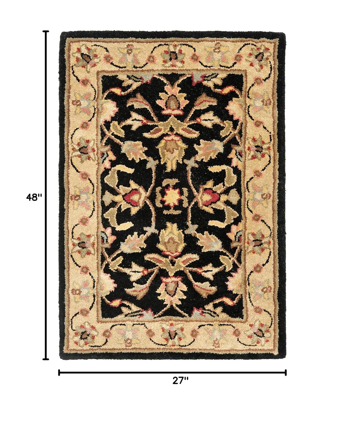 Heritage HG957 Handmade Area Rug - 4'x6' - Black/Beige - Safavieh