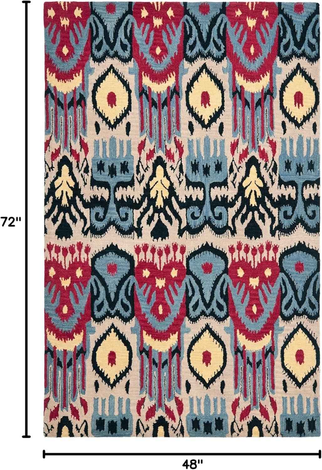 Ikat IKT466 Hand Tufted Area Rug - Beige/Blue - 4'x6' - Safavieh.